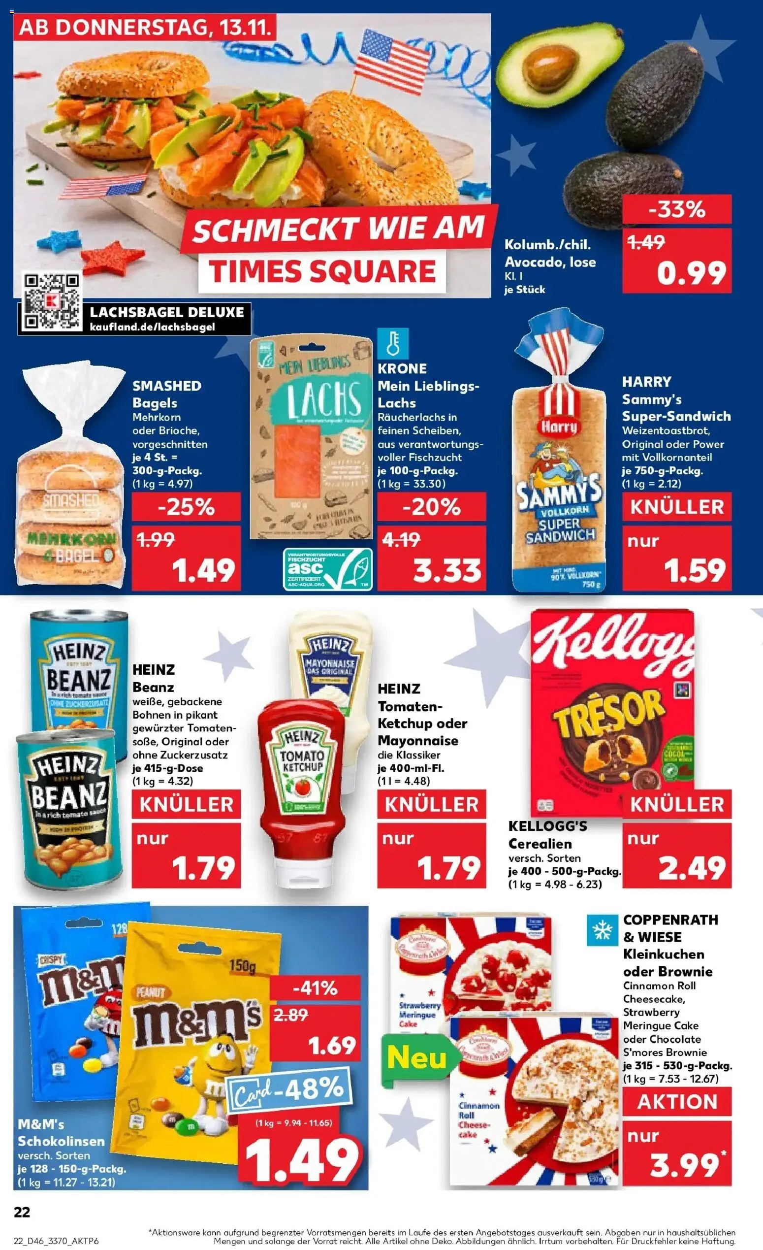 Kaufland prospekt Arnstadt	 – gültig ab 13.11.2025 | Seite: 22 | Produkte: Tomaten, M&M's, Avocado, Mayonnaise