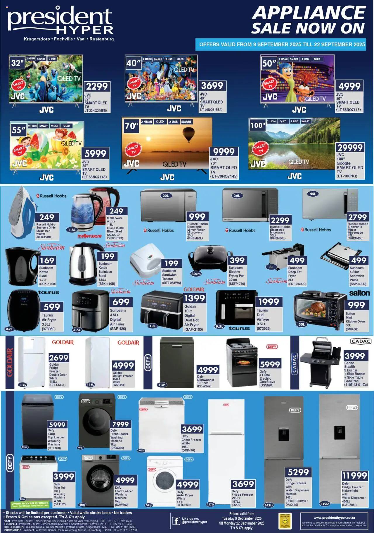 New President Hyper catalogue – valid from 09.09.2025 | Page: 1 | Products: Freezer, Washing machine, Plate, Table