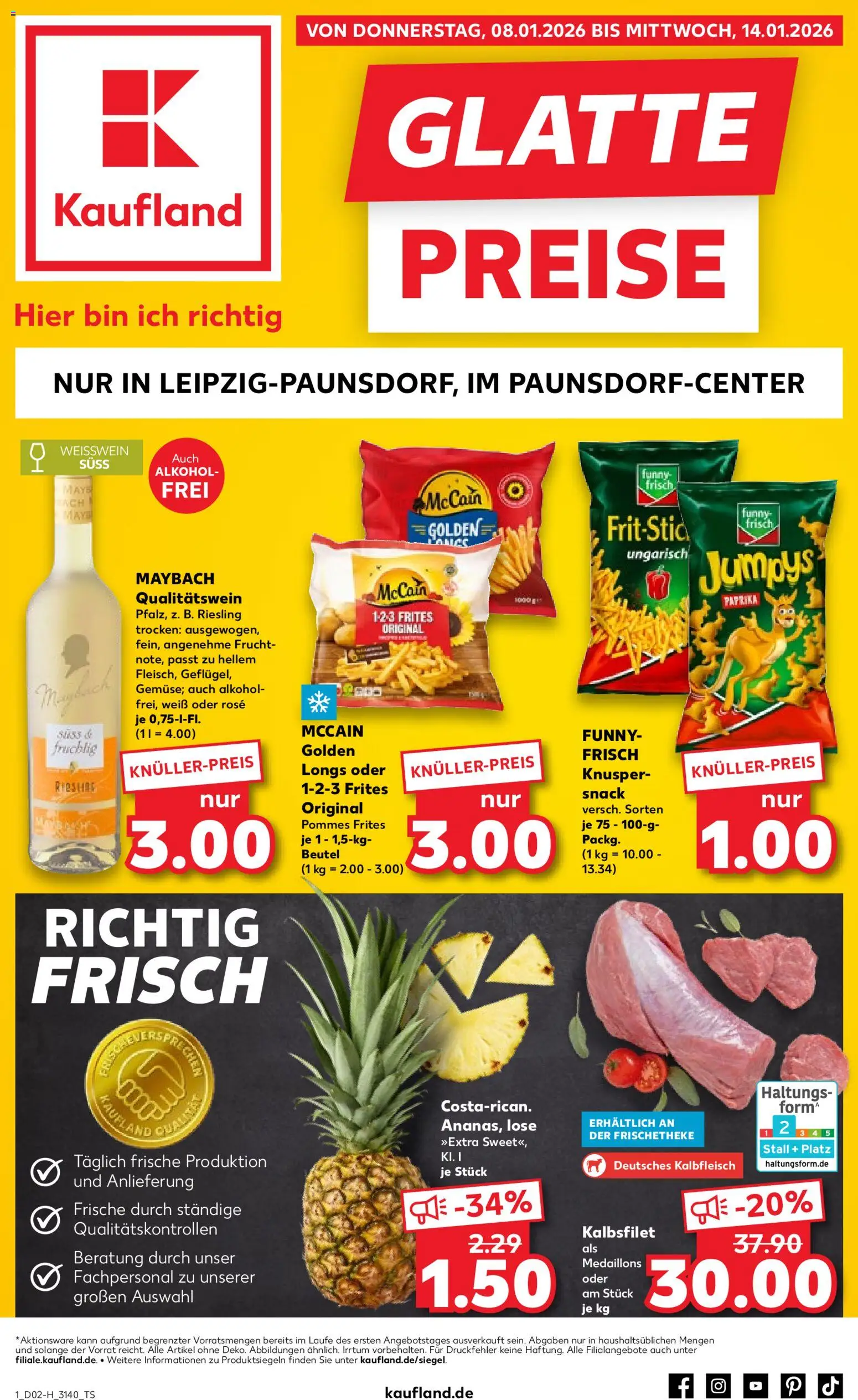 Kaufland prospekt Leipzig	 – gültig ab 08.01.2026 | Seite: 1 | Produkte: Pommes, McCain, Pommes frites, Paprika