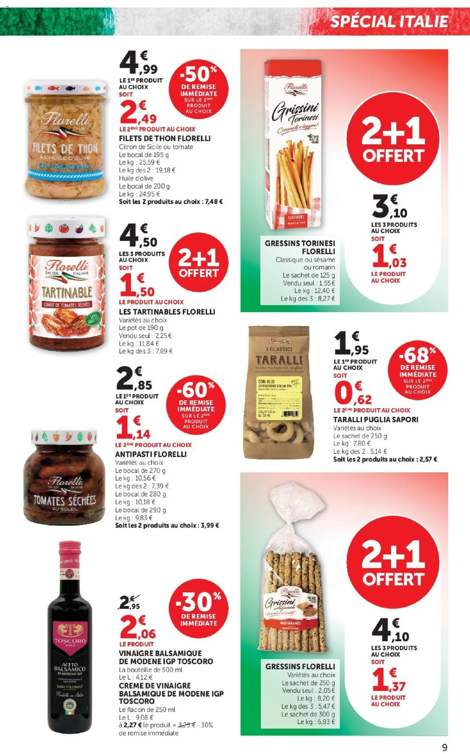 {H1} | Page: 9 | Produits: Citron, Thon, Vinaigre, Tomates