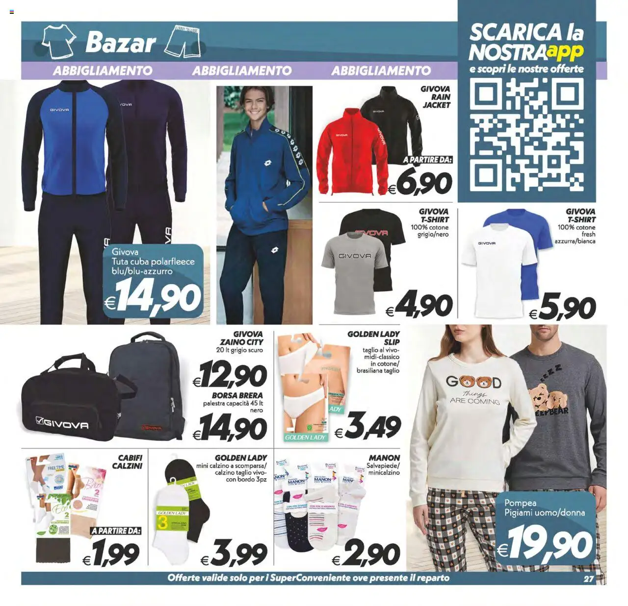 Volantino SuperConveniente del 23.09.2025 | Pagina: 27 | Prodotti: Calzini, Slip, Zaino, Borsa