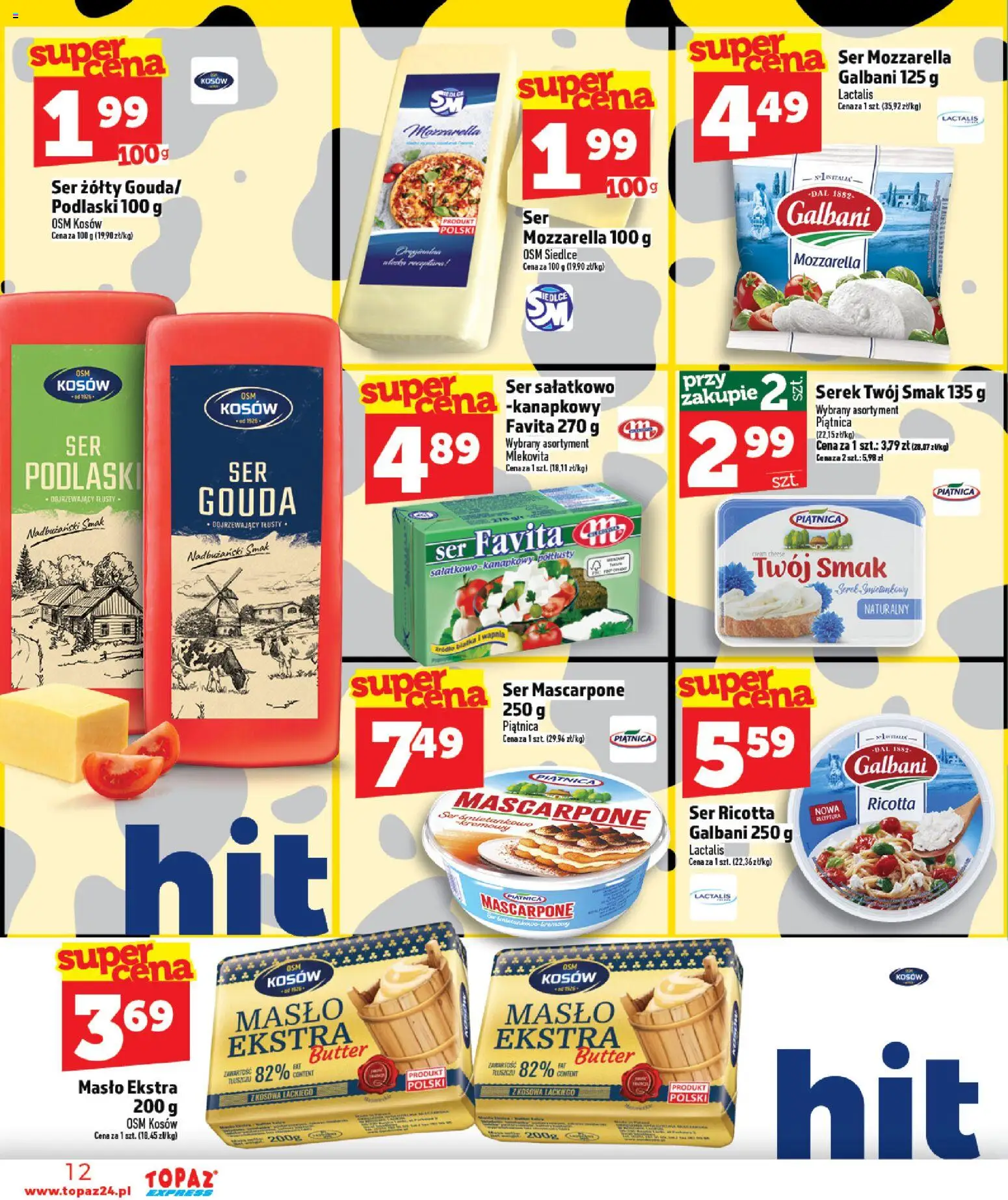 Topaz gazetka - Express od 05.03.2026 | Strona: 12 | Produkty: Serek Twój Smak, Serek, Mascarpone, Ser