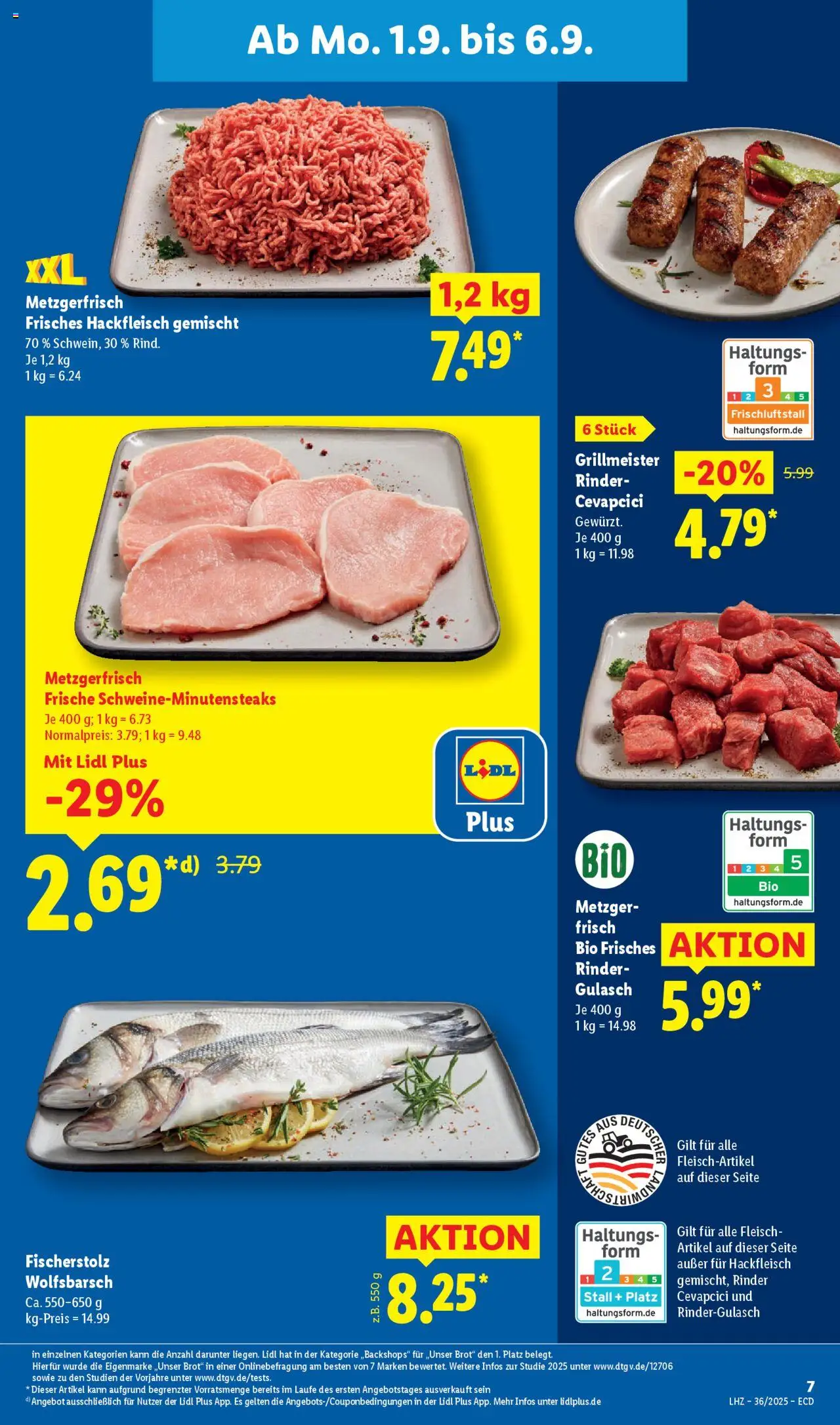 Lidl Prospekt 	 - gültig ab dem 01.09.2025 | Seite: 13 | Produkte: Rindergulasch, Cevapcici, Brot, Fleisch