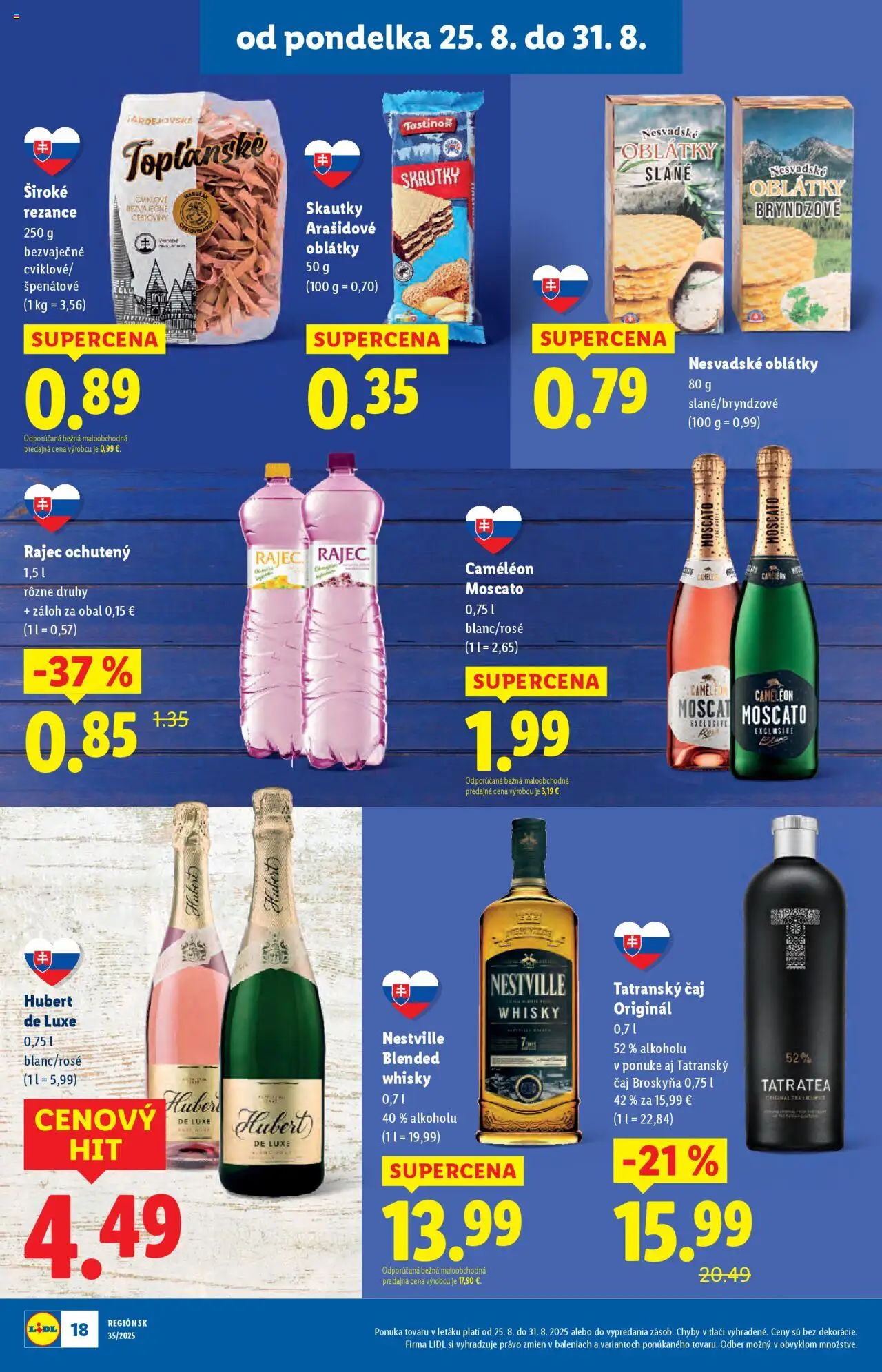 Lidl leták │ platný od 25.08.2025 | Strana: 24 | Produkty: Čaj, Cestoviny, Rajec, Whisky