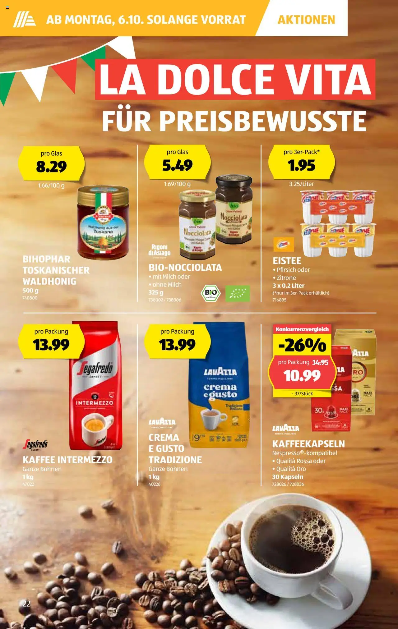 Aldi Aktionen – gültig ab 02.10.2025 | Seite: 23 | Produkte: Milch, Kaffee, Pfirsich, Zitrone