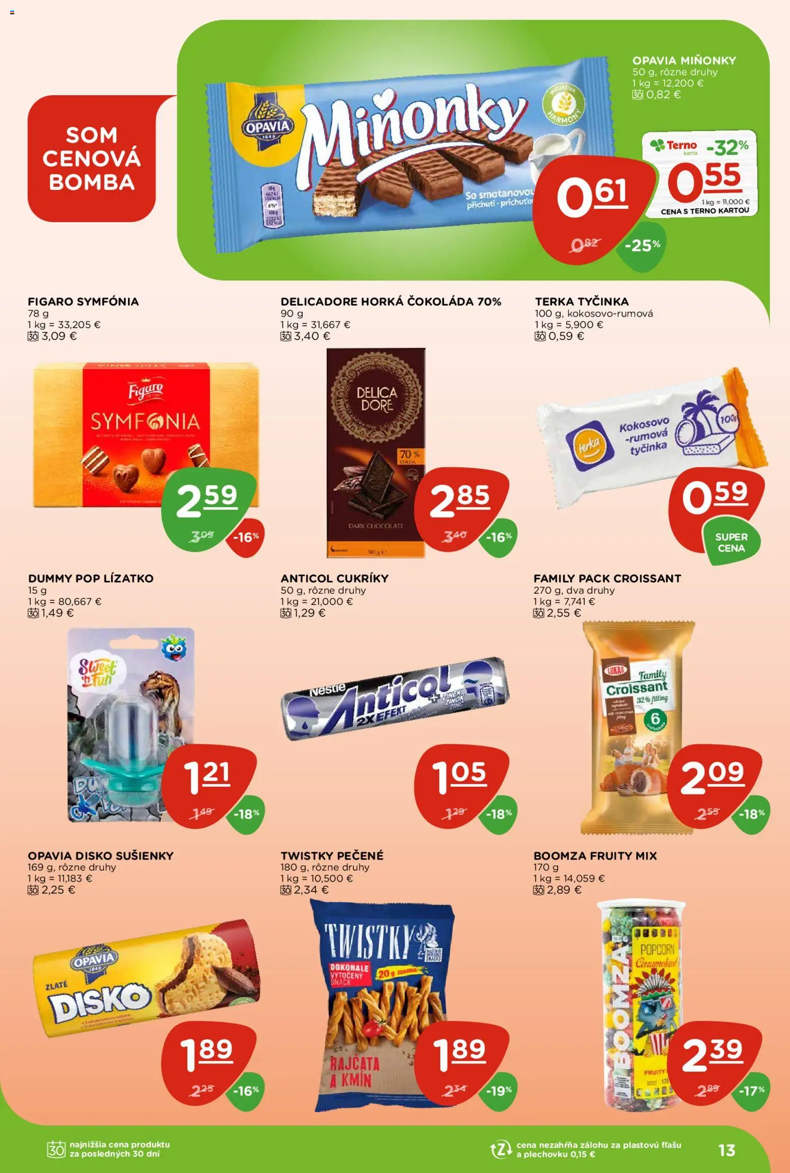 Nové Terno akcie – leták je platný od 26.02.2026 | Strana: 13 | Produkty: Croissant, Čokoláda, Cukríky