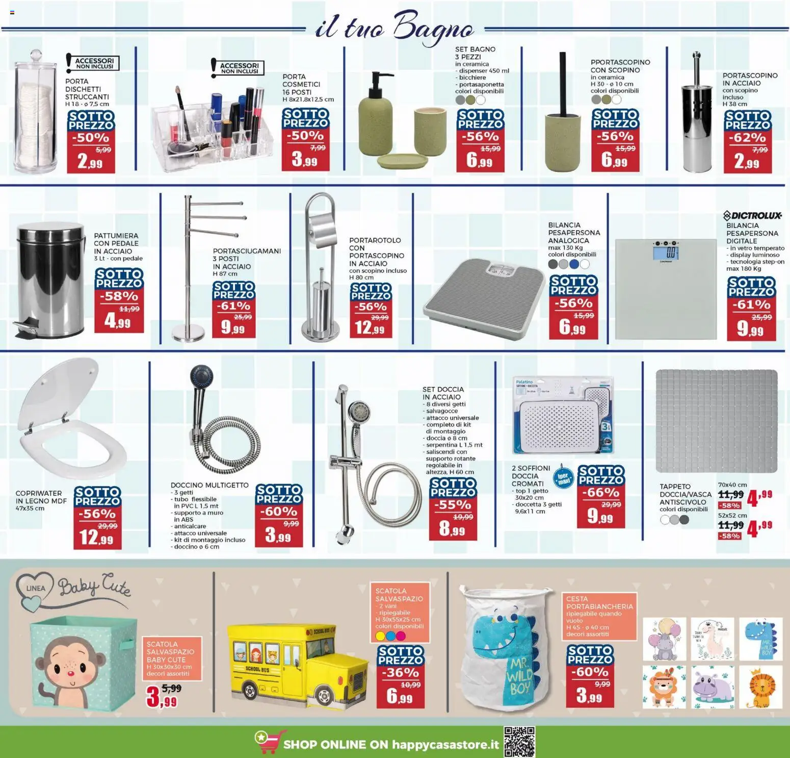 Volantino Happy Casa del 03.01.2026 | Pagina: 10 | Prodotti: Bilancia, Portarotolo, Bagno, Portabiancheria