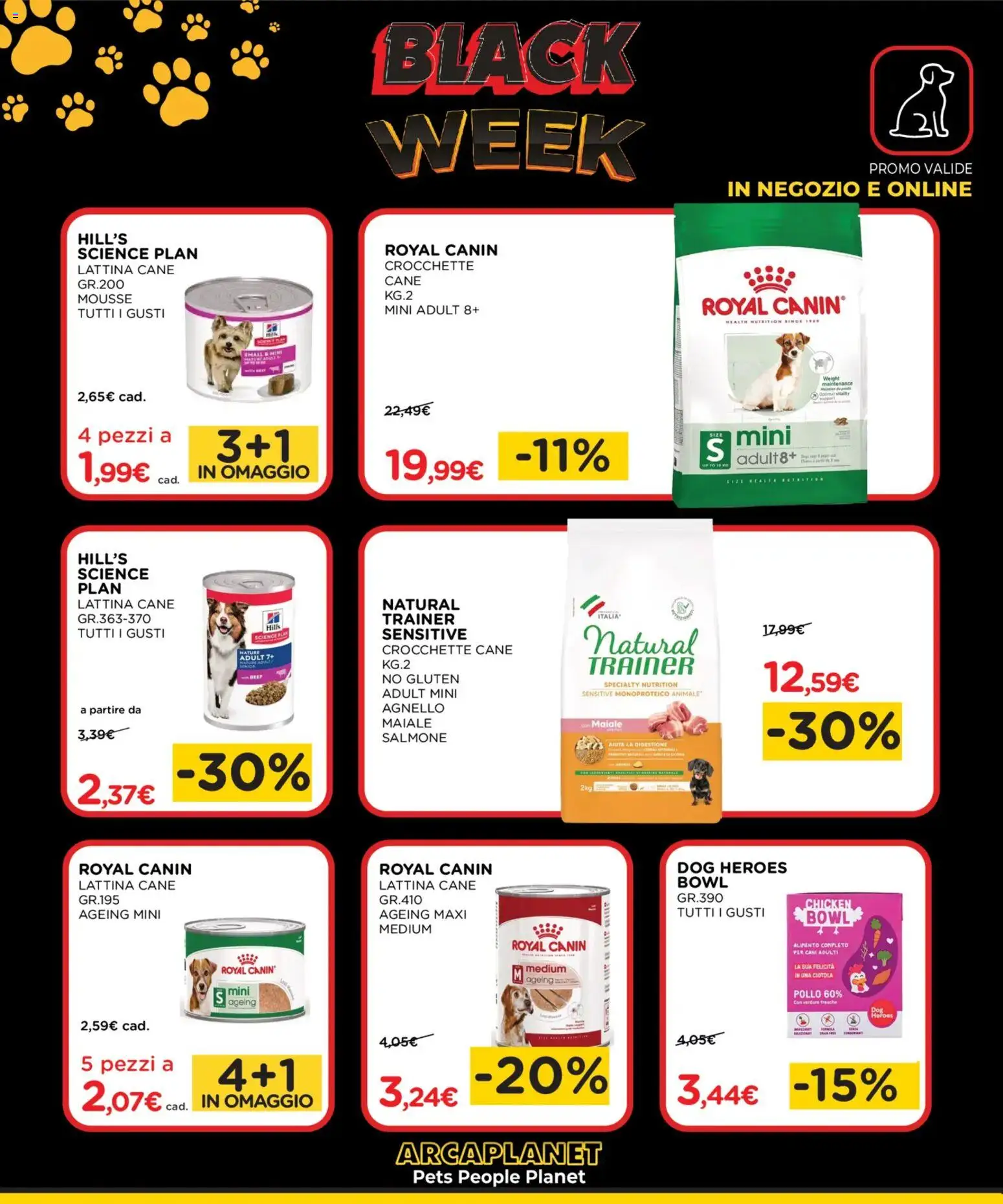 Volantino Arcaplanet del 24.11.2025 | Pagina: 8 | Prodotti: Salmone, Crocchette, Crocchette cane, Ciotola