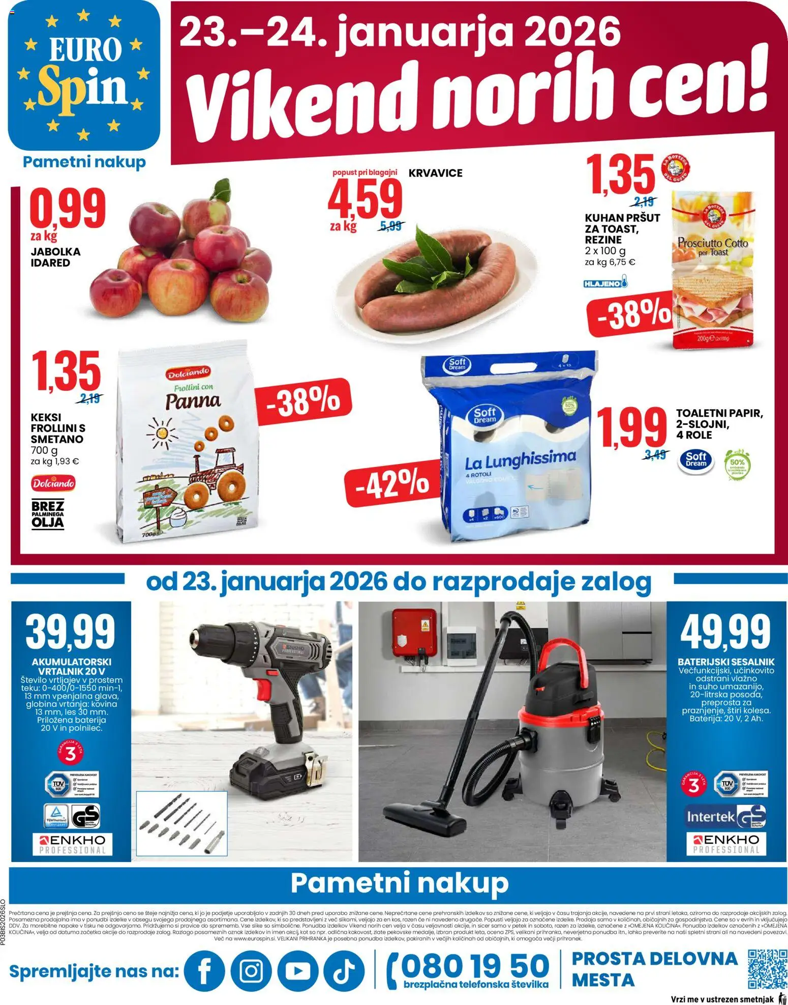 Novi Eurospin katalog ponudbe – veljaven od 22.01.2026 | Stran: 16 | Izdelki: Baterija, Toast, Sesalnik, Vrtalnik