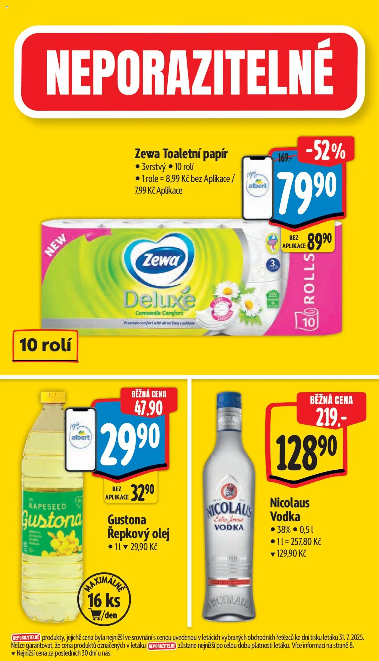 Albert leták - Morava- Supermarket od 06.08.2025 | Strana: 5 | Produkty: Toaletní papír, Řepkový olej, Zewa, Zewa Toaletní papír