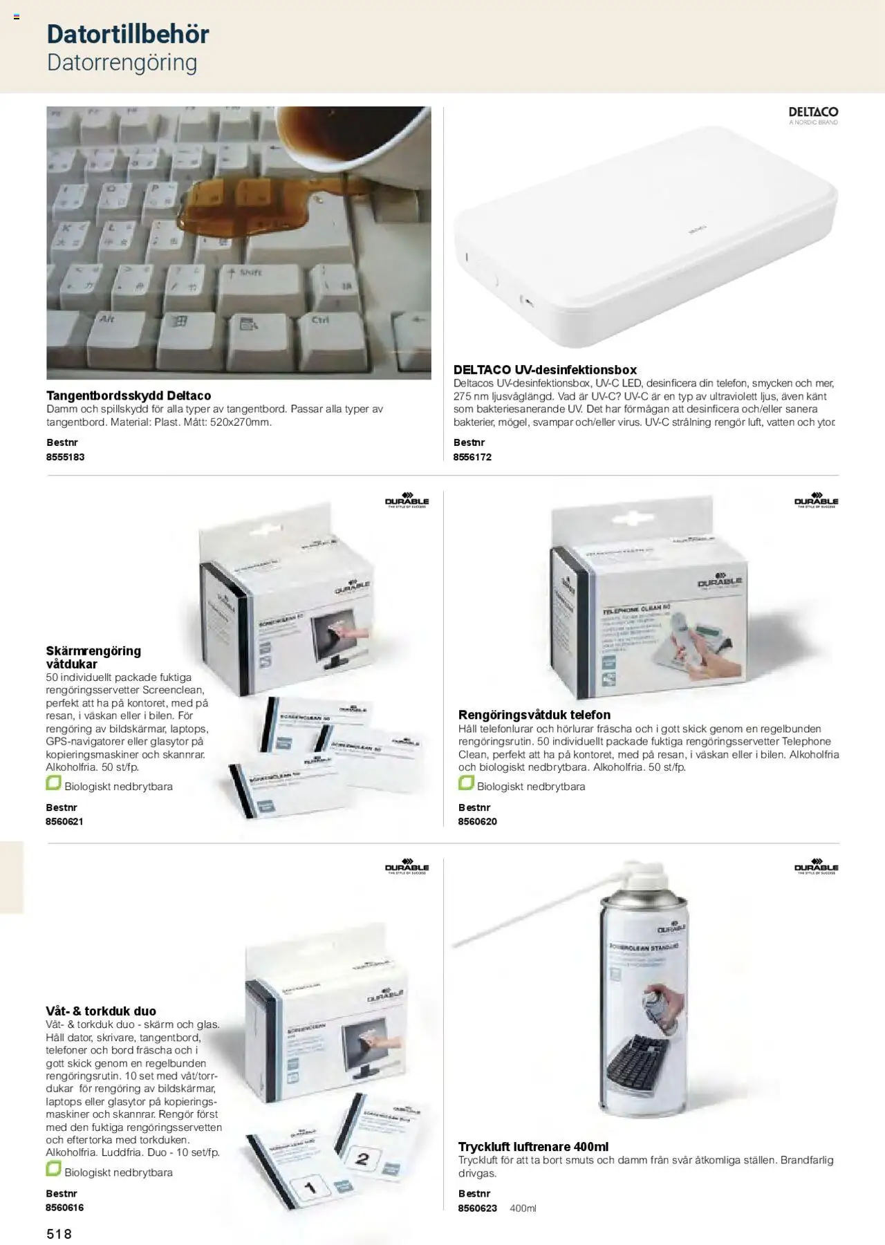 Office Depot reklamblad aktuell från 01.02.2025 | Sida: 520 | Produkter: Luftrenare, Bord, Rengöringsservetter, Häll