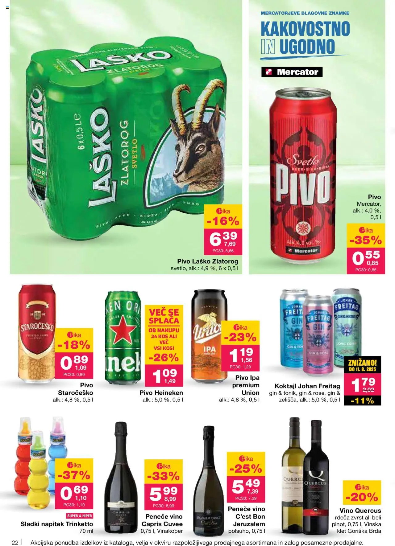 Mercator katalog │ velja od 26.06.2025 | Stran: 22 | Izdelki: Falafel, Kos, Vino, Pivo