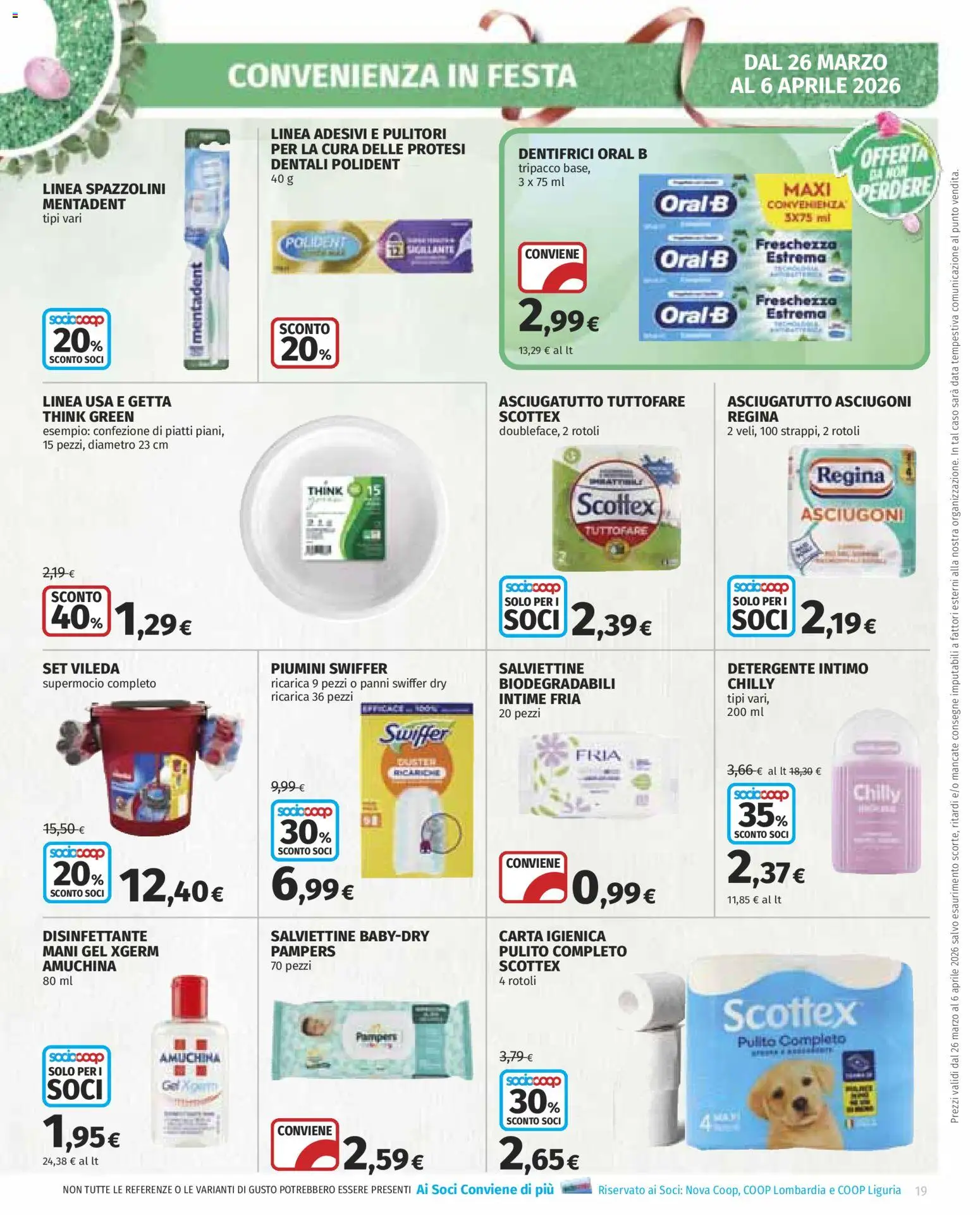 Volantino COOP del 26.03.2026 | Pagina: 19 | Prodotti: Carta igienica, Intimo, Data, Pampers