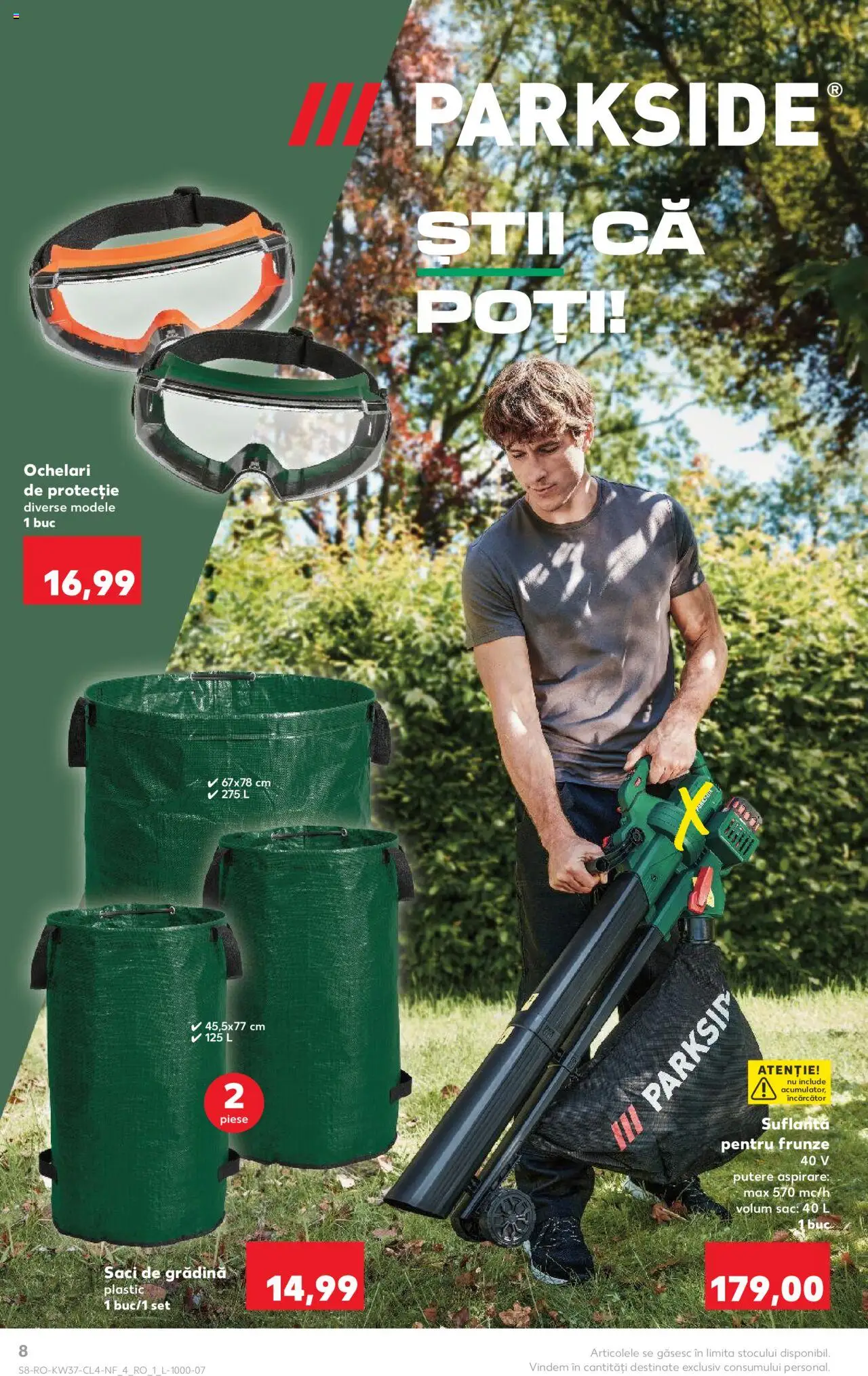 Kaufland RO akciós ujság - amely érvényes a következő dátumtól: 10.09.2025 | Oldal: 8 | Termékek: Parkside