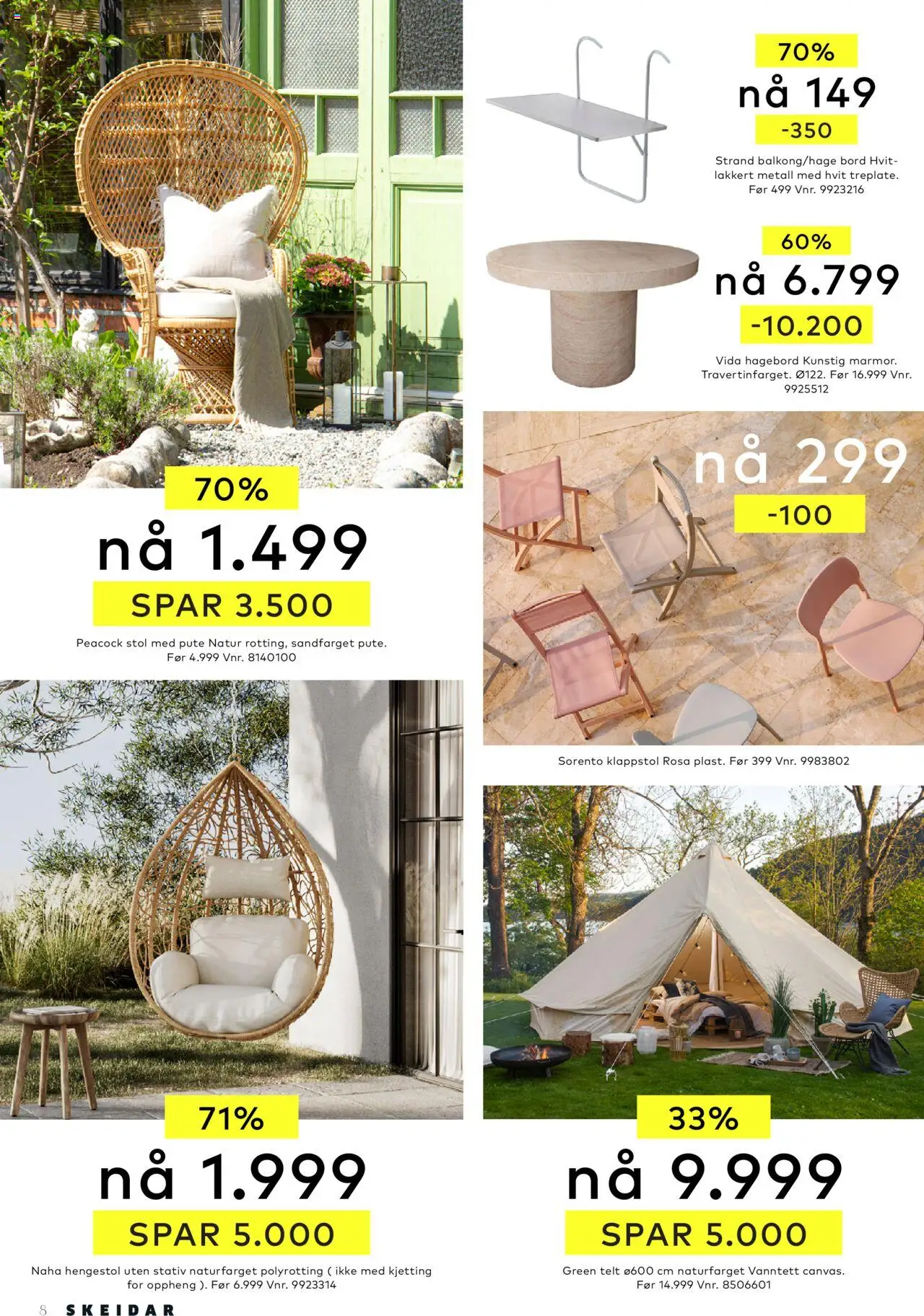  | Side: 8 | Produkter: Hagebord, Bord, Klappstol, Telt