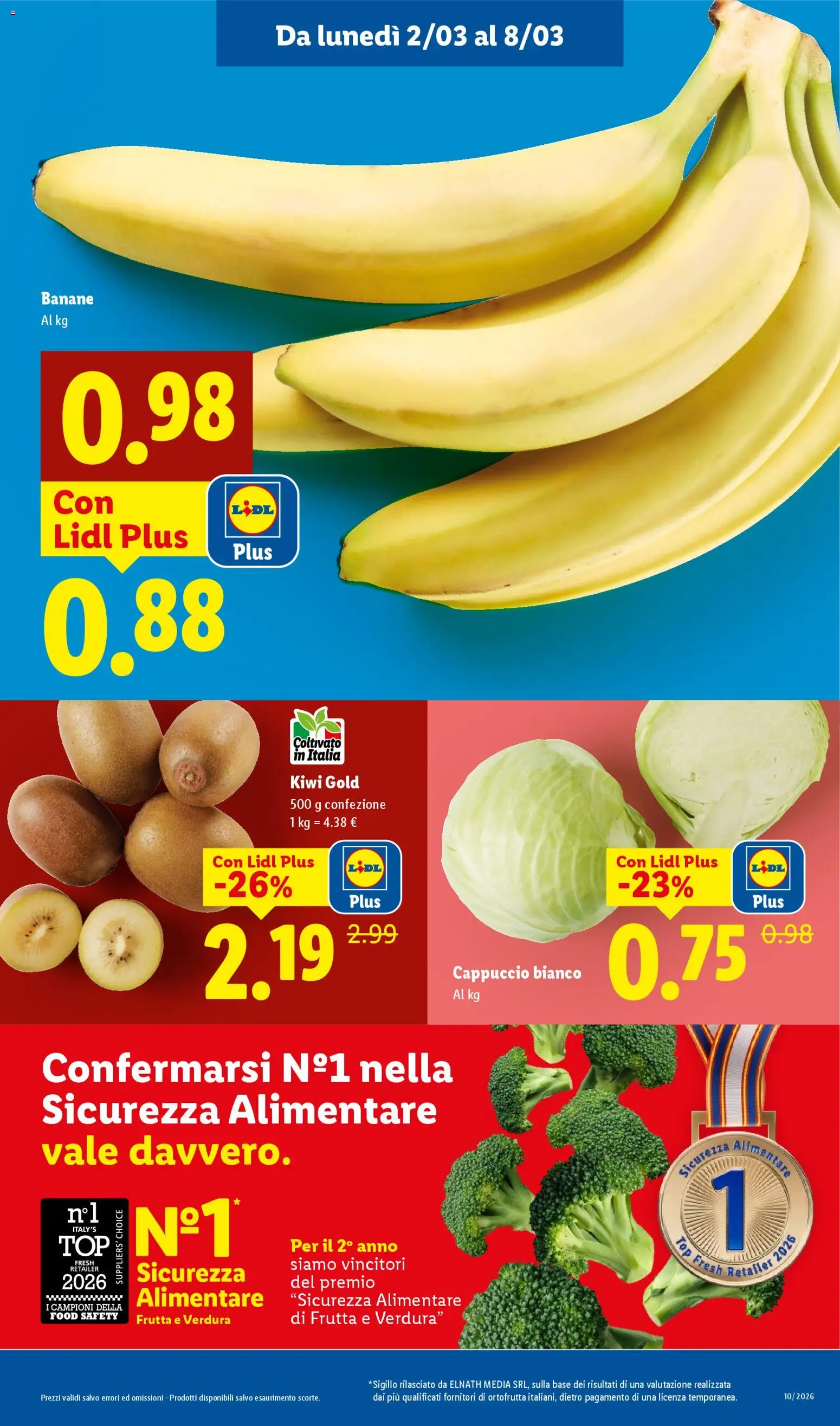 Volantino Lidl del 02.03.2026 | Pagina: 5 | Prodotti: Banane, Frutta, Top, Cappuccio