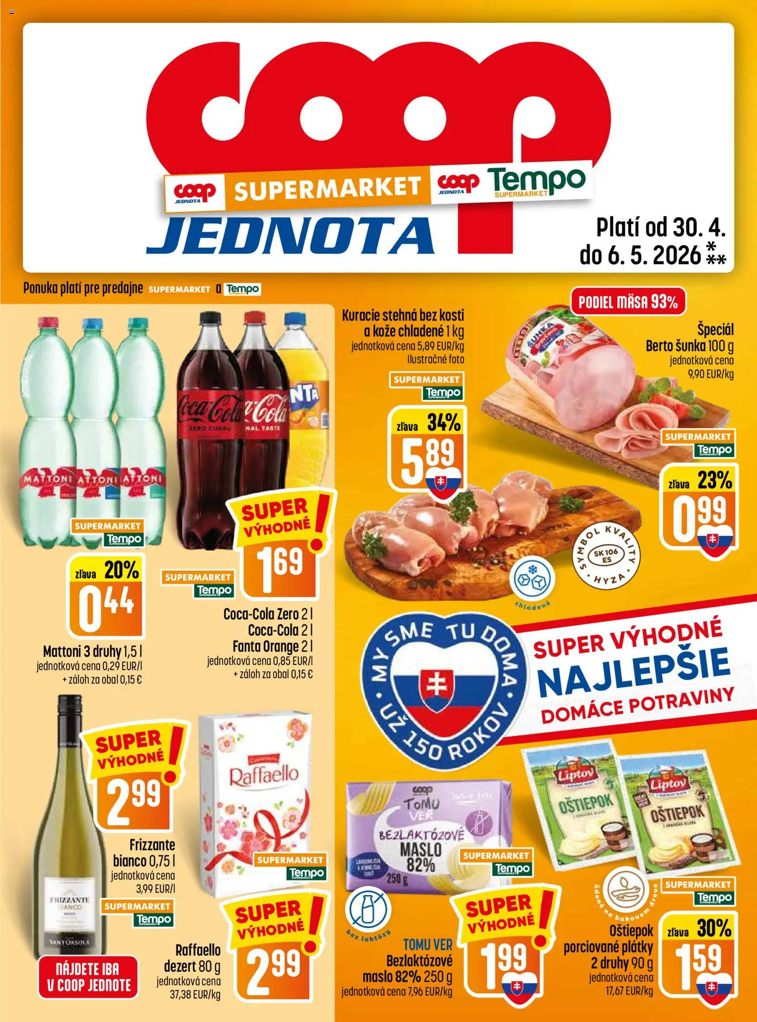 Nové COOP Jednota akcie – leták je platný od 30.04.2026 | Strana: 13 | Produkty: Maslo, Šunka, Mattoni, Fanta