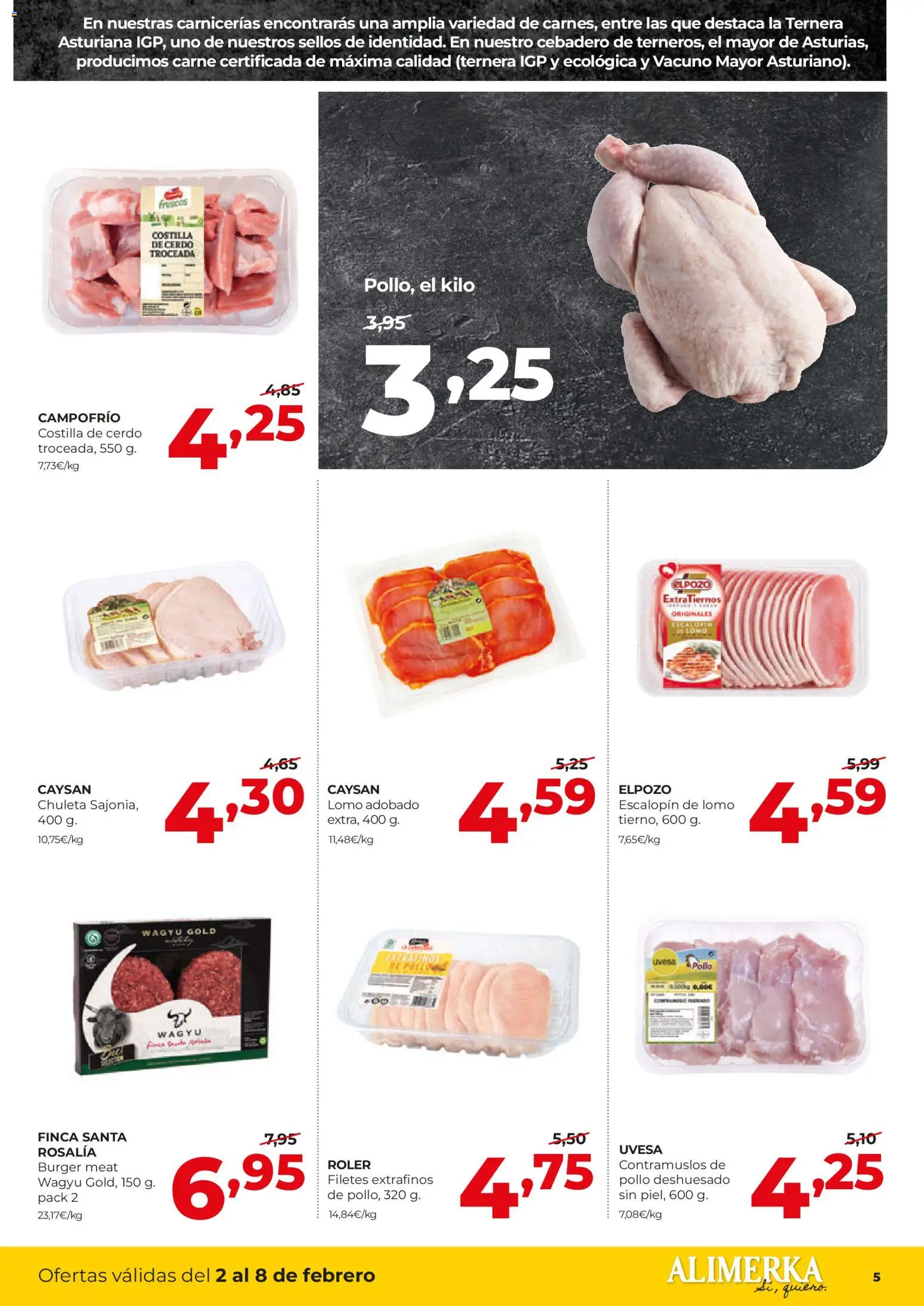 Alimerka folleto Castilla y León │ válido desde el 02.02.2026 | Página: 5 | Productos: Cerdo, Costilla de cerdo