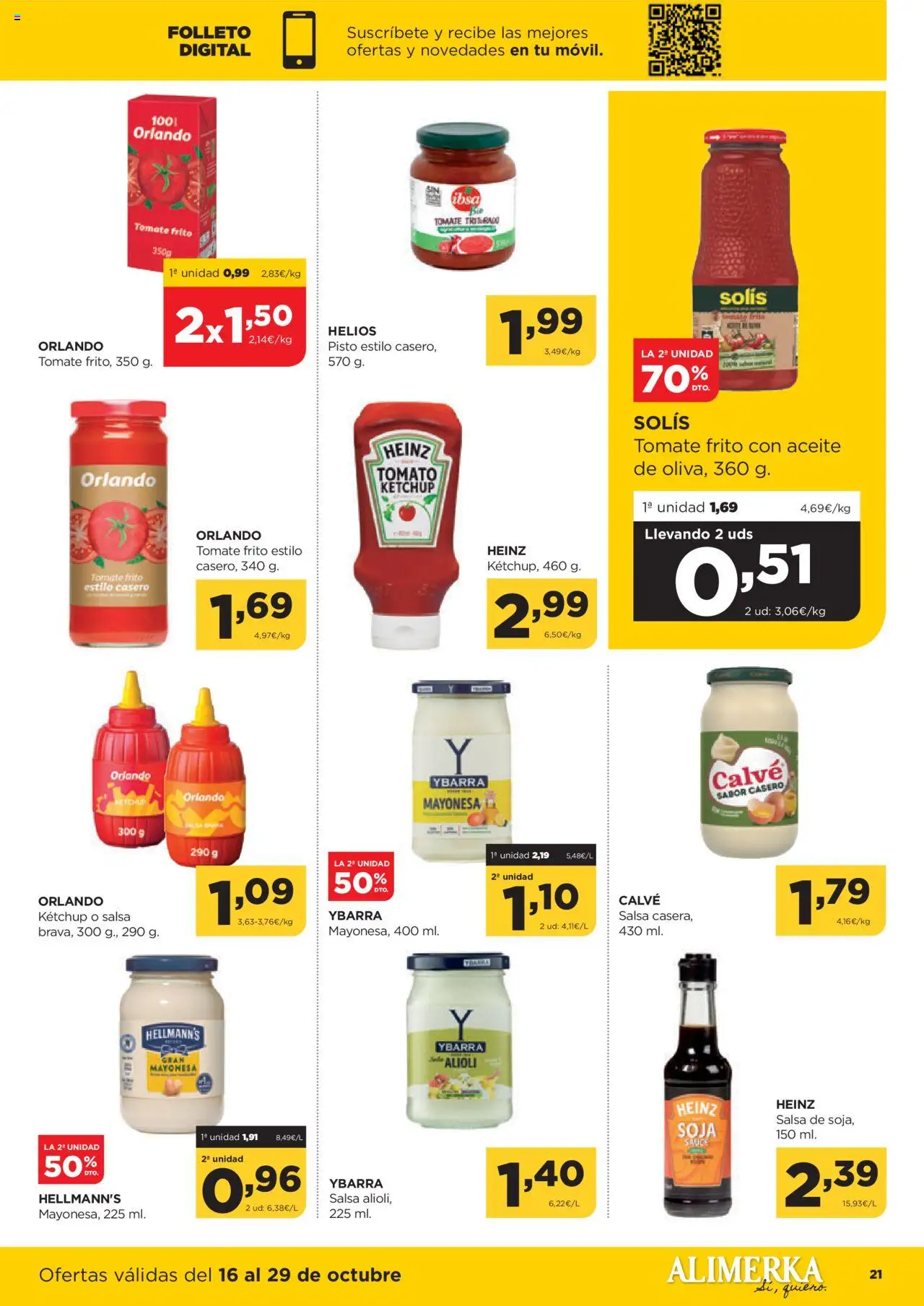 Alimerka folleto Asturias │ válido desde el 16.10.2025 | Página: 21 | Productos: Aceite, Οθόνη προβολής, Tomate triturado