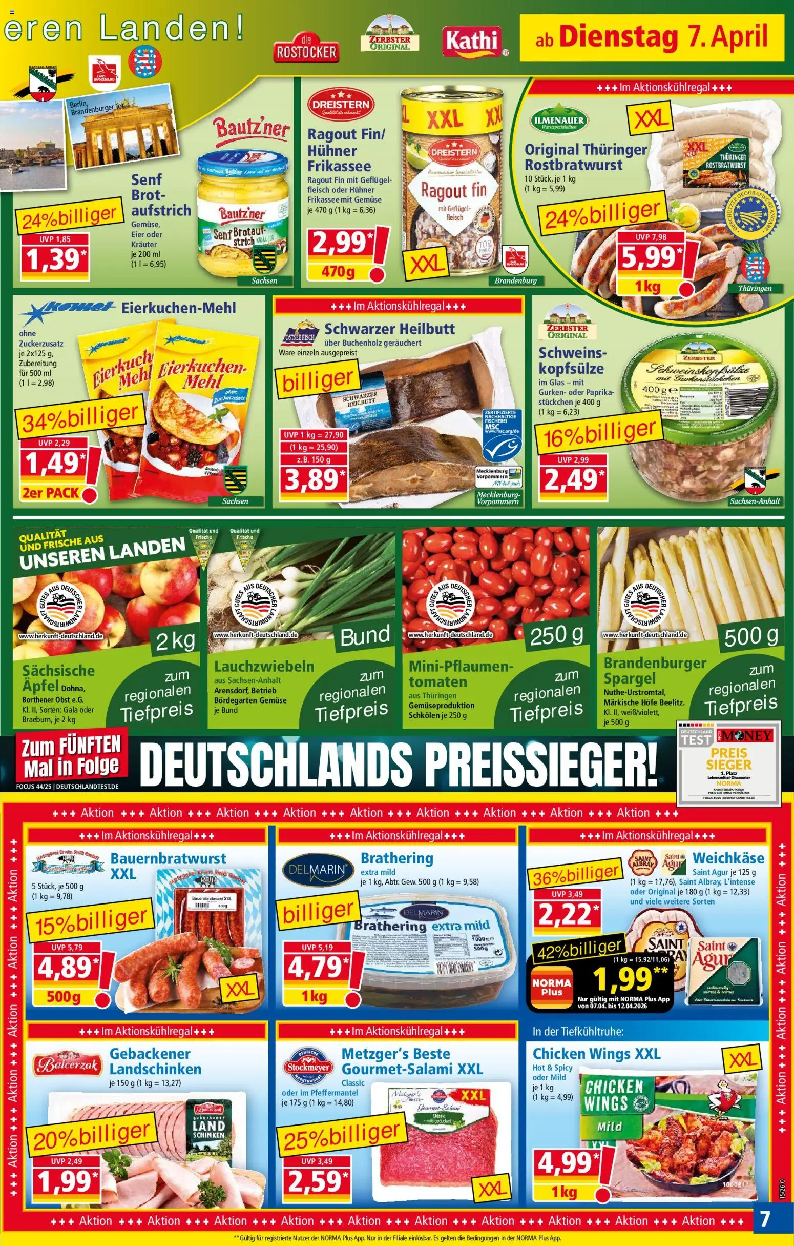 Norma Prospekt 	 – gültig ab 07.04.2026 | Seite: 7 | Produkte: Spargel, Fisch, Brot, Fleisch