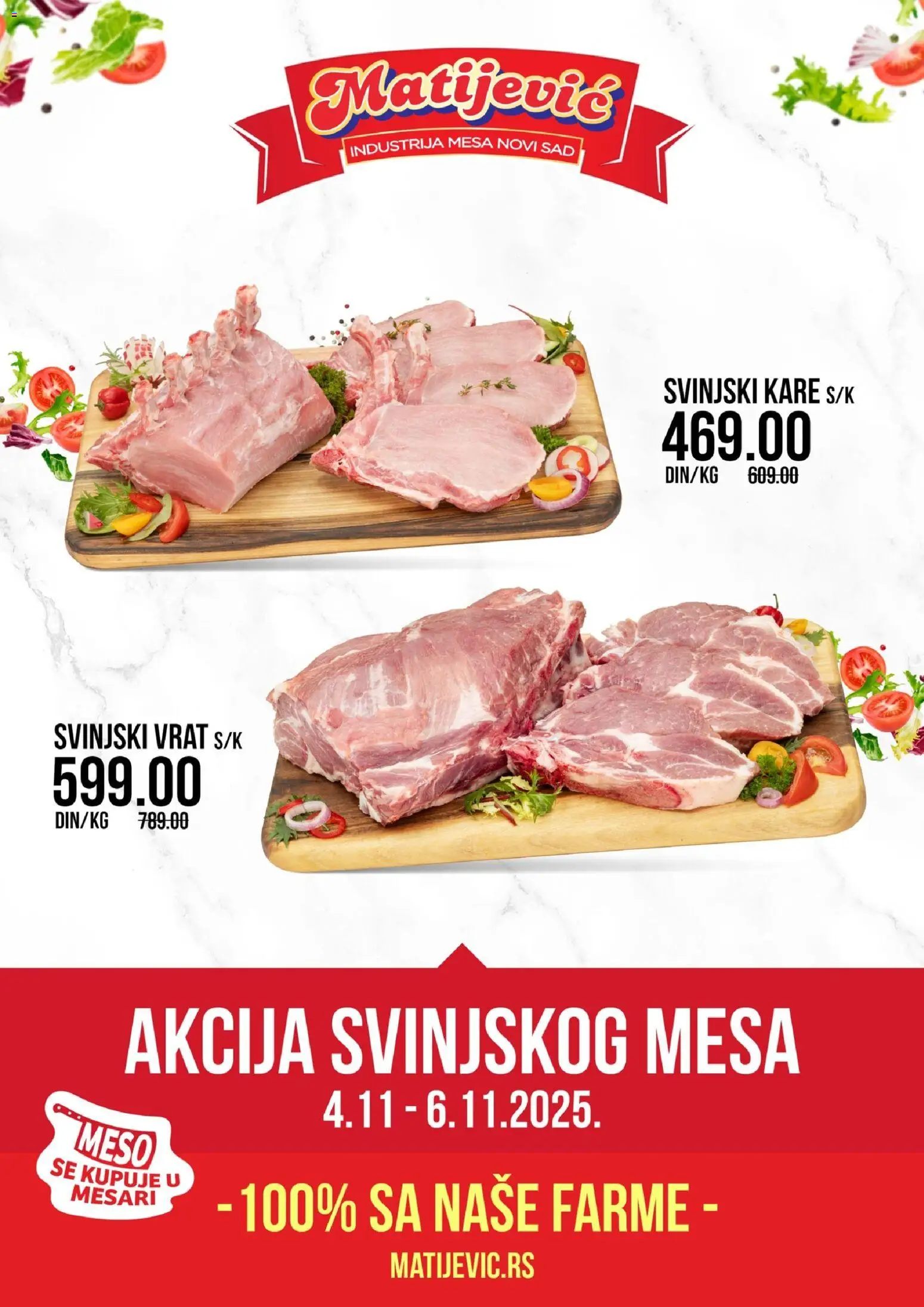Matijevic katalog - važi od 04.11.2025 | Strana: 1 | Proizvode: Svinjski kare, Svinjski vrat