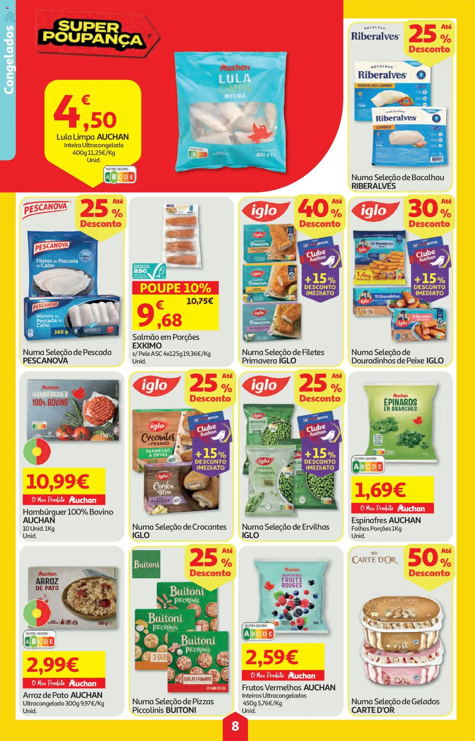 Auchan folheto │ válido de 05.03.2026 | Página: 8 | Produtos: Cabo, Espinafres, Frango, Salmão