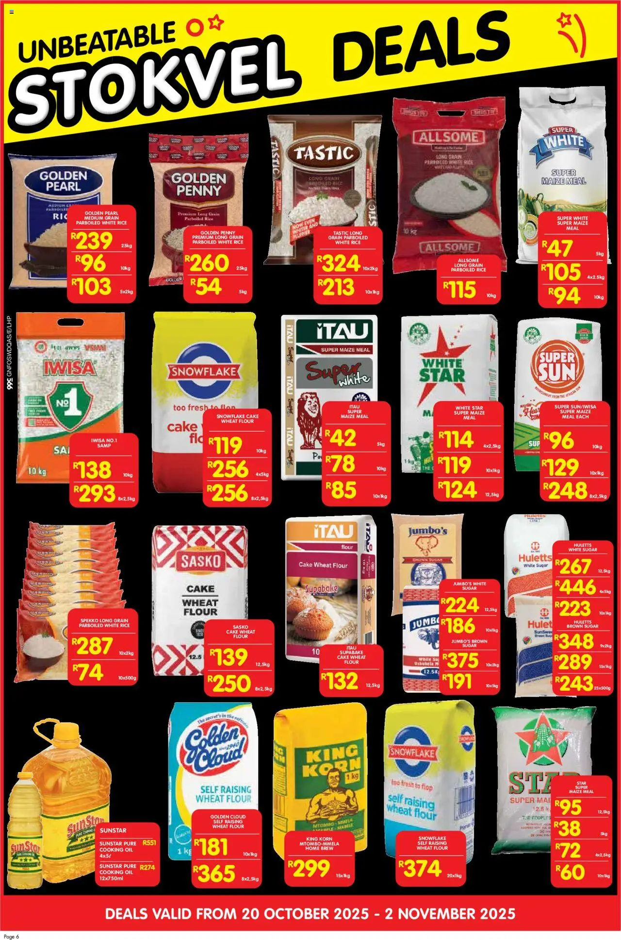 New Shoprite catalogue – valid from 20.10.2025 | Page: 6 | Products: Cake, Flour, Rice, Sugar