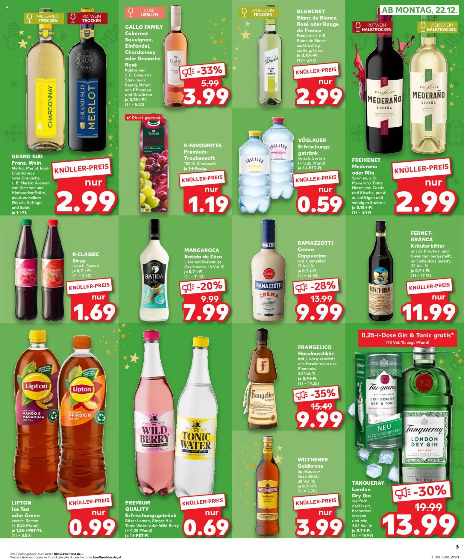 Kaufland prospekt Jena	 – gültig ab 21.12.2025 | Seite: 3 | Produkte: Weißwein, Ramazzotti crema, Kirschen, Salat