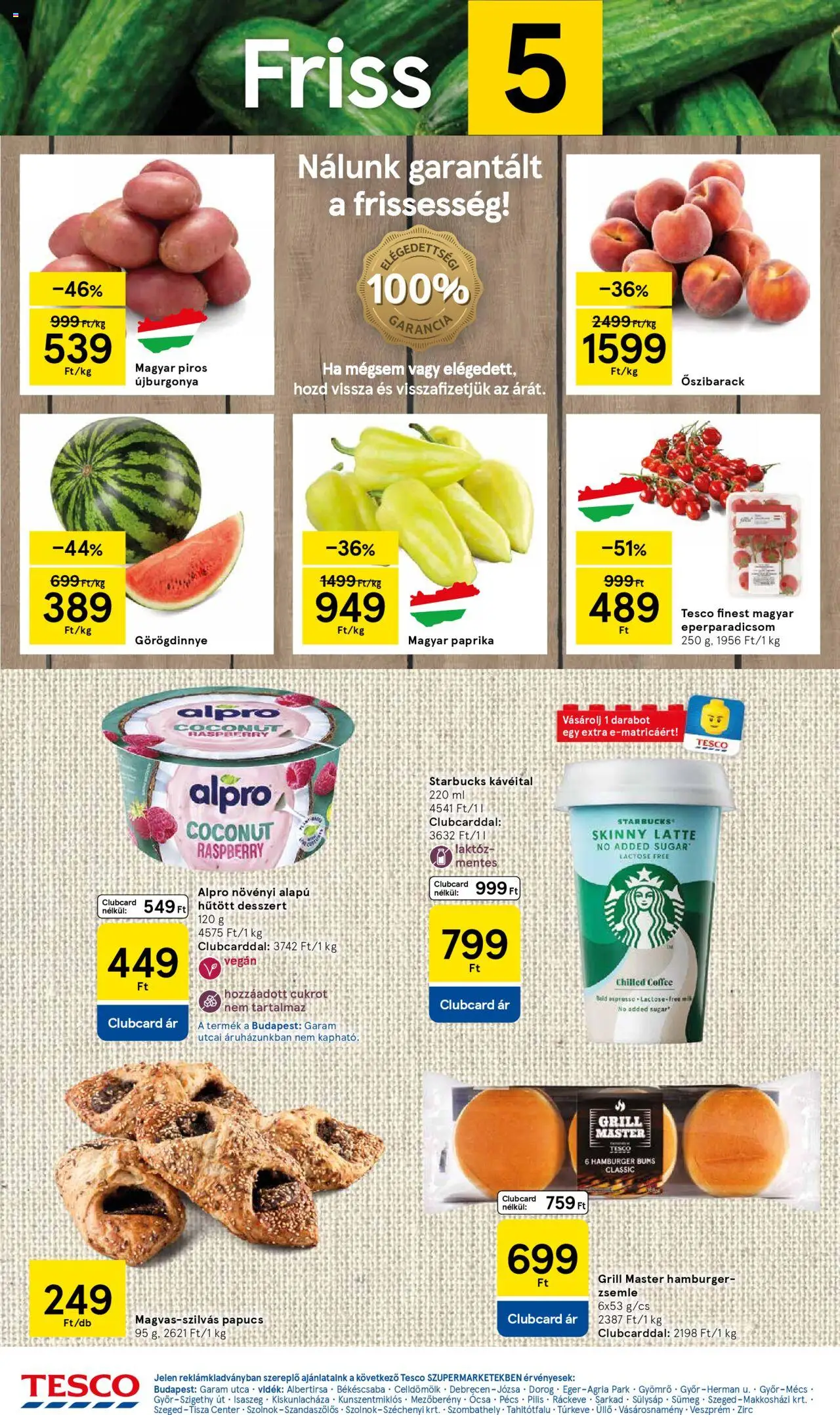 Tesco akciós ujság - amely érvényes a következő dátumtól: 29.05.2025 | Oldal: 2 | Termékek: Őszibarack, Hamburger, Grill, Vegán