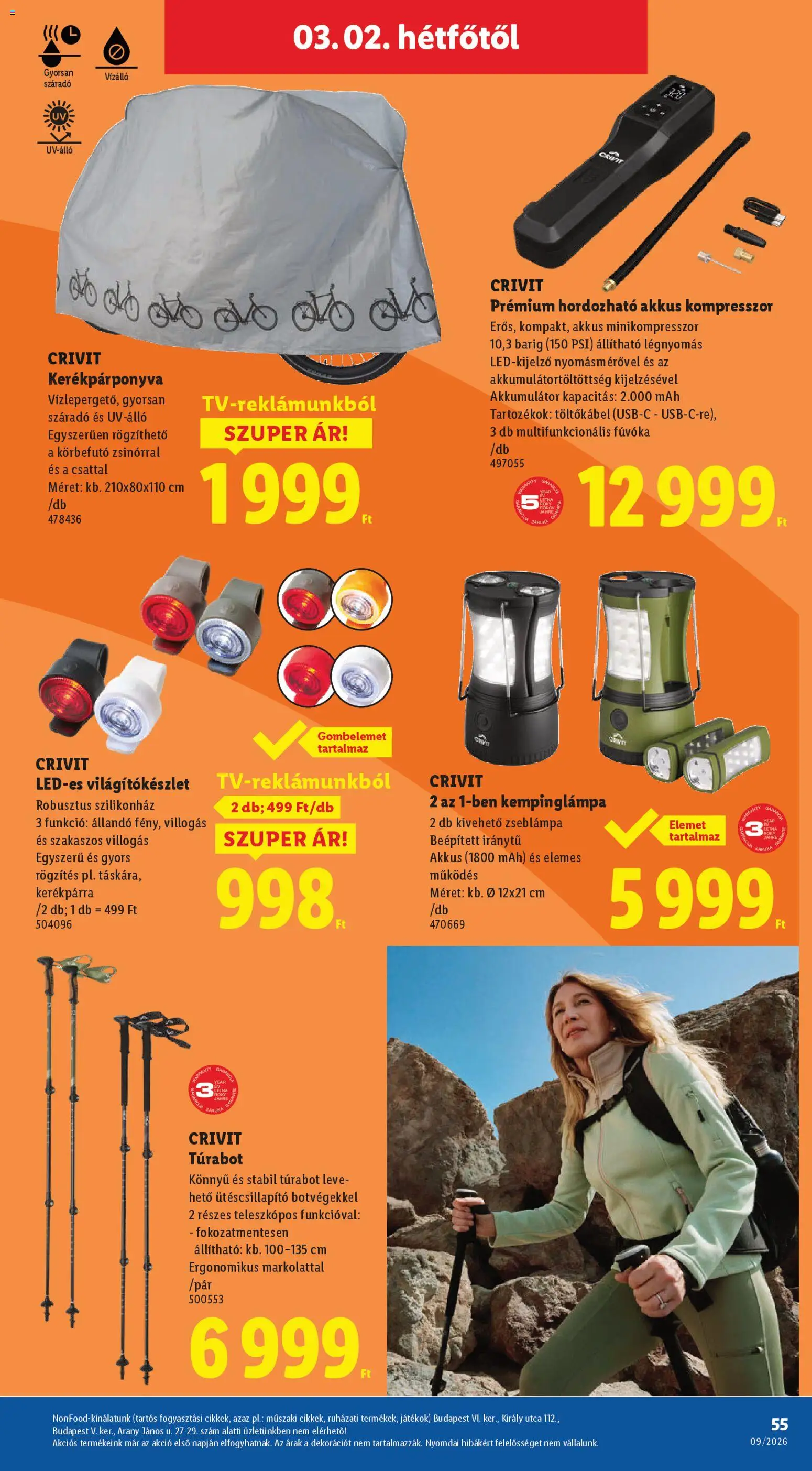 Lidl akciós ujság - amely érvényes a következő dátumtól: 26.02.2026 | Oldal: 55 | Termékek: Zseblámpa, Túrabot, Játékok, Akkumulátor