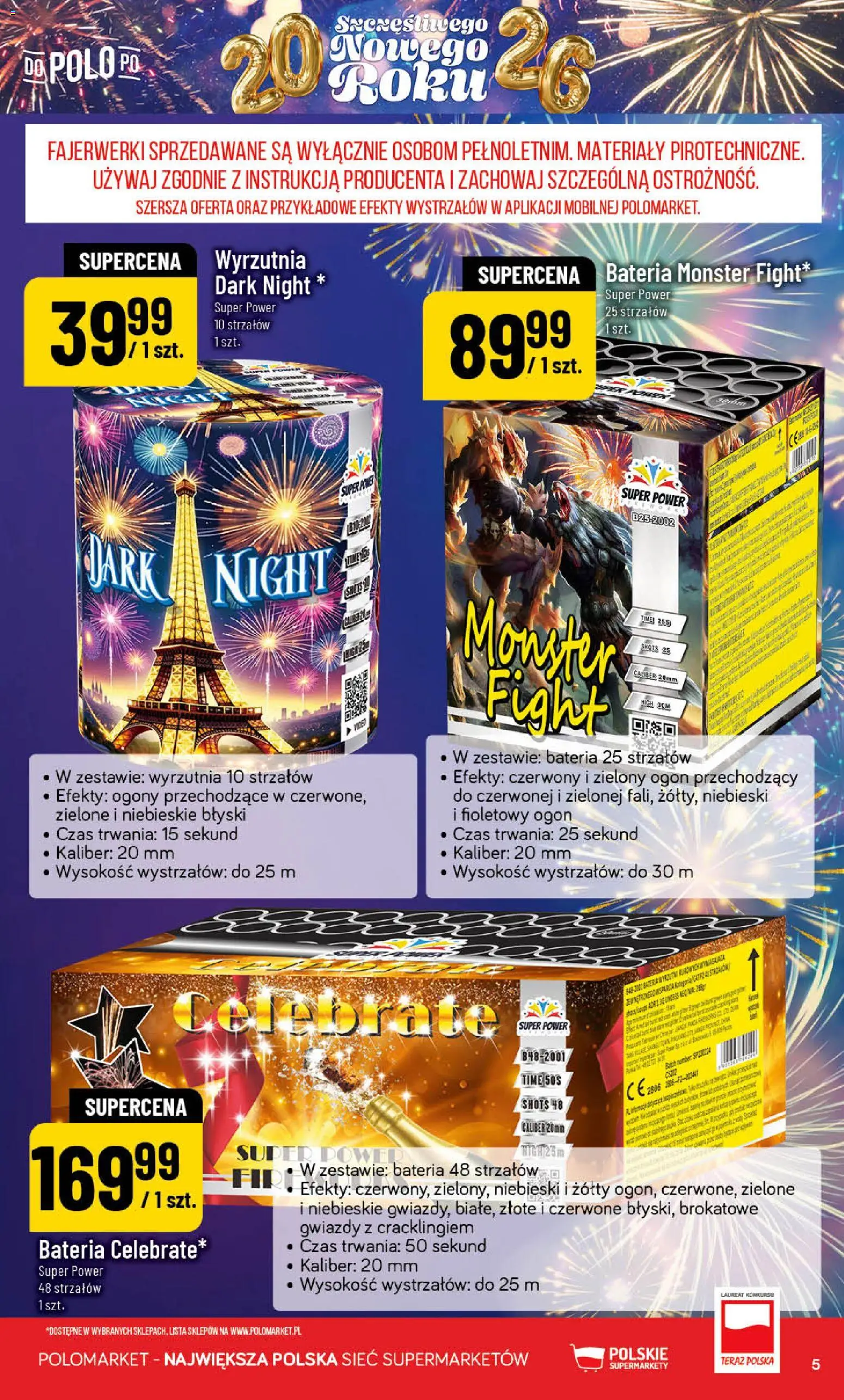 POLOmarket Gazetka od 27.12.2025 | Strona: 5 | Produkty: Wyrzutnia, Fajerwerki, Bateria