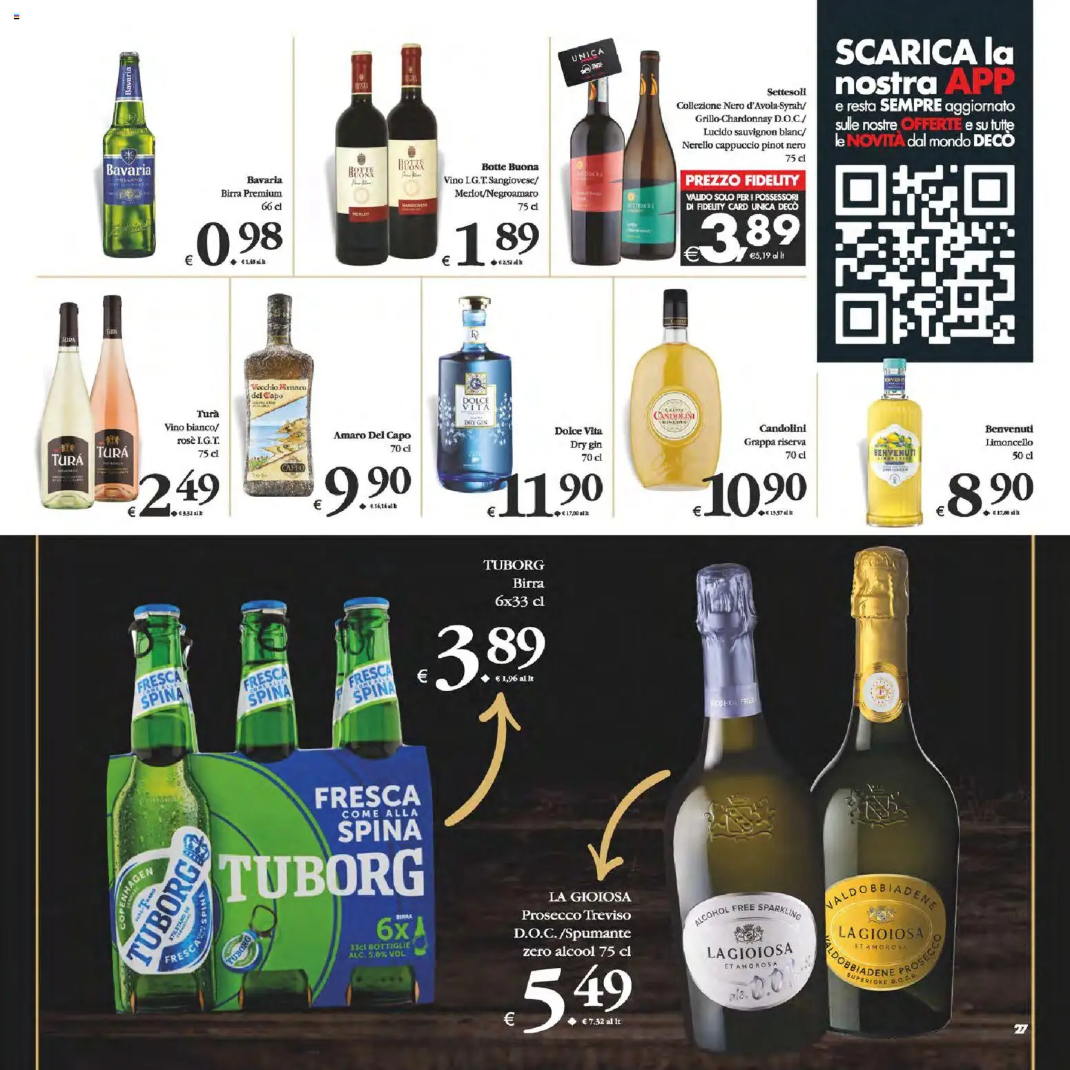Volantino Decò del 14.11.2025 | Pagina: 27 | Prodotti: Birra, Gin, Cappuccio, Grappa
