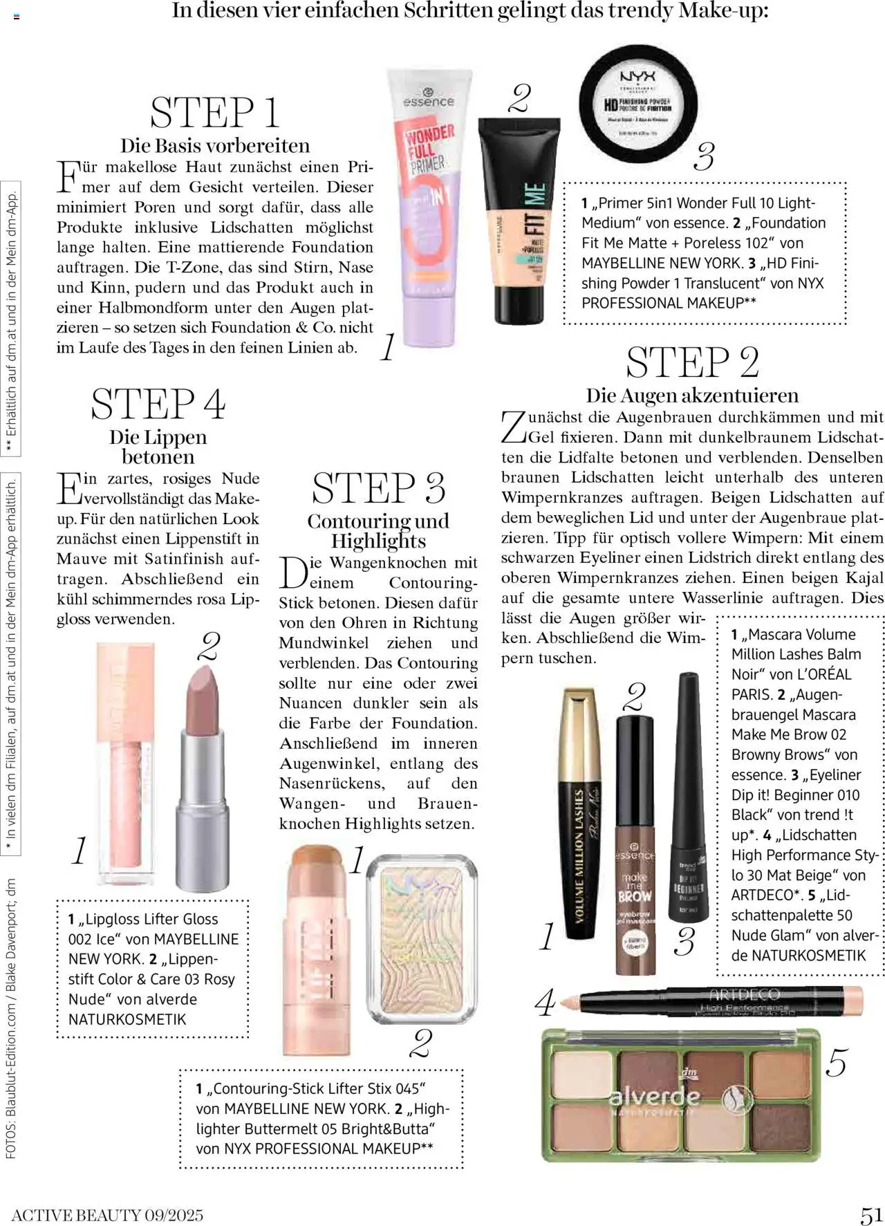 dm drogerie markt Active Beauty Magazin 09/2025 gültig ab 10.09.2025 | Seite: 51 | Produkte: Lidschatten, Eyeliner, Kajal, Lippenstift