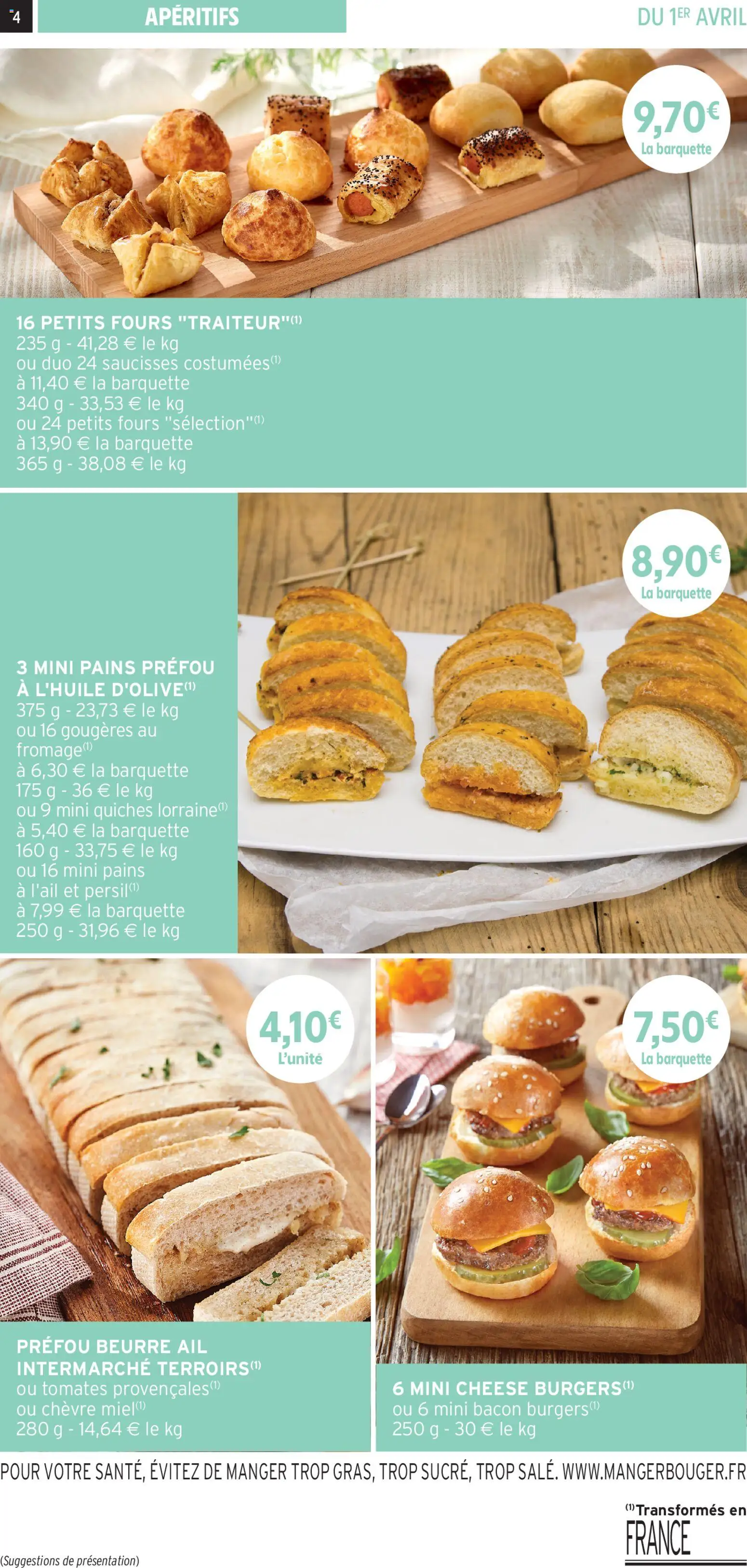 {H1} | Page: 4 | Produits: Ail, Beurre, Tomates, Mini burgers