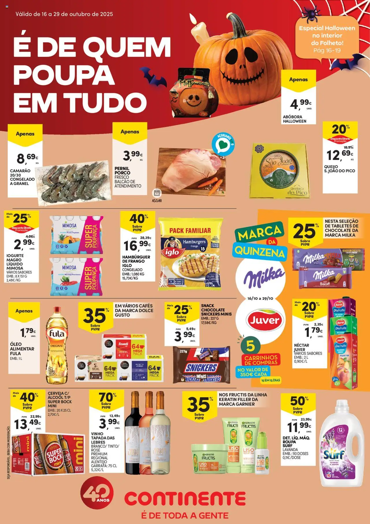 Continente - Açores │ válido de 16.10.2025 | Página: 1 | Produtos: Frango, Super bock, Chocolate, Vinho