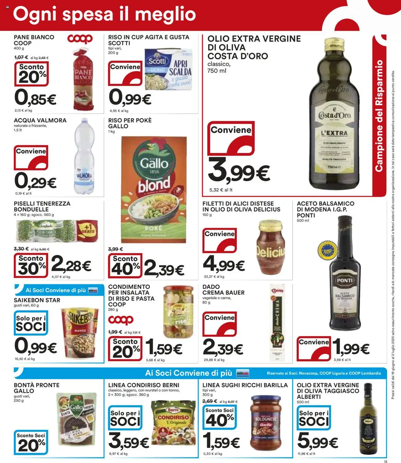 Volantino Ipercoop del 19.06.2025 | Pagina: 13 | Prodotti: Manzo, Insalata, Pasta, Olio extra vergine