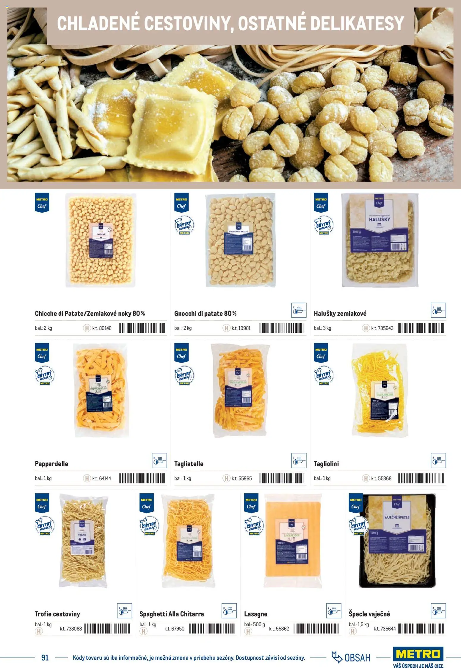 Nové Metro akcie – leták je platný od 01.01.2025 | Strana: 91 | Produkty: Cestoviny, Lasagne