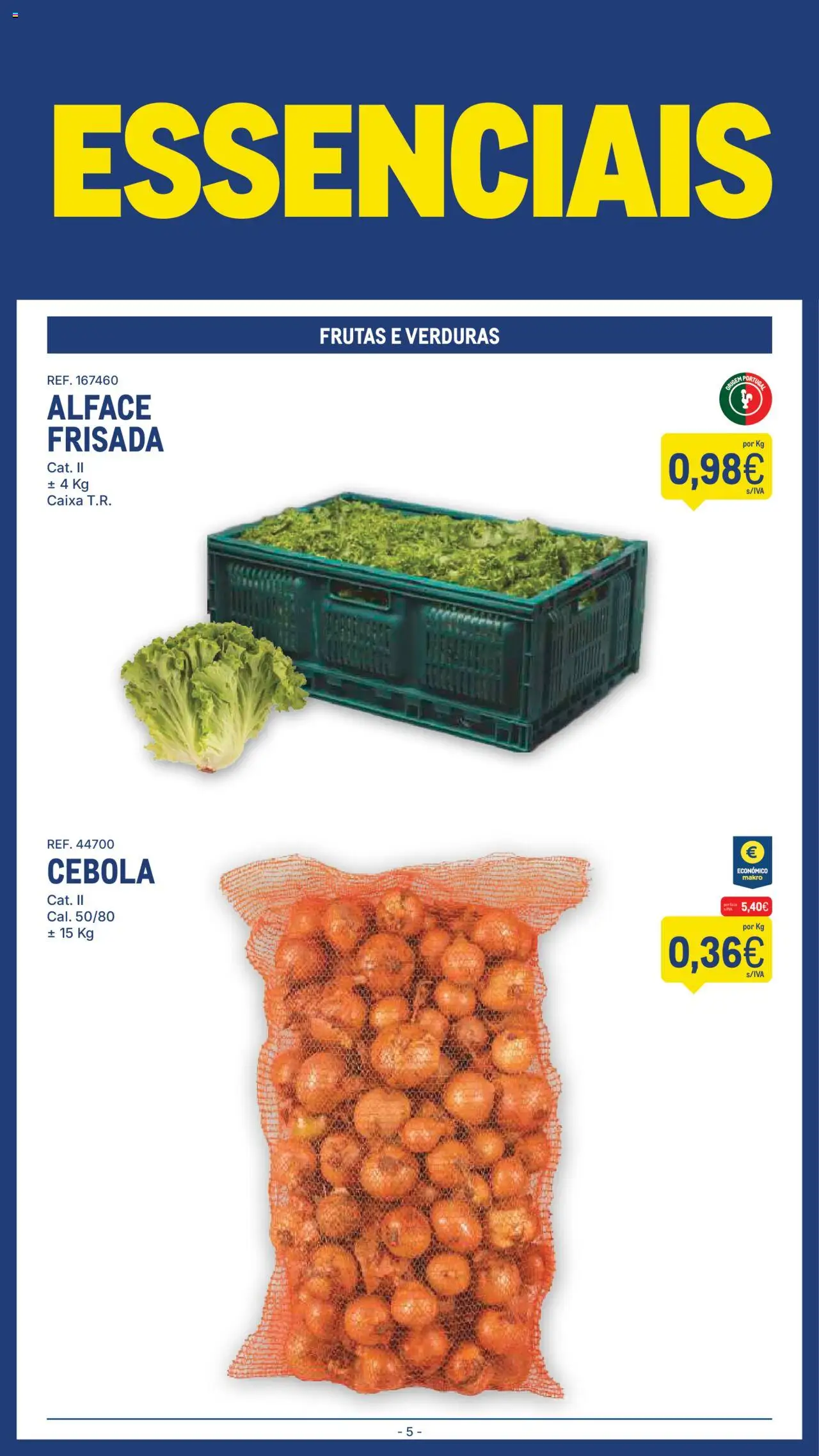 Makro folheto │ válido de 21.10.2025 | Página: 5 | Produtos: Cebola, Caixa, Alface