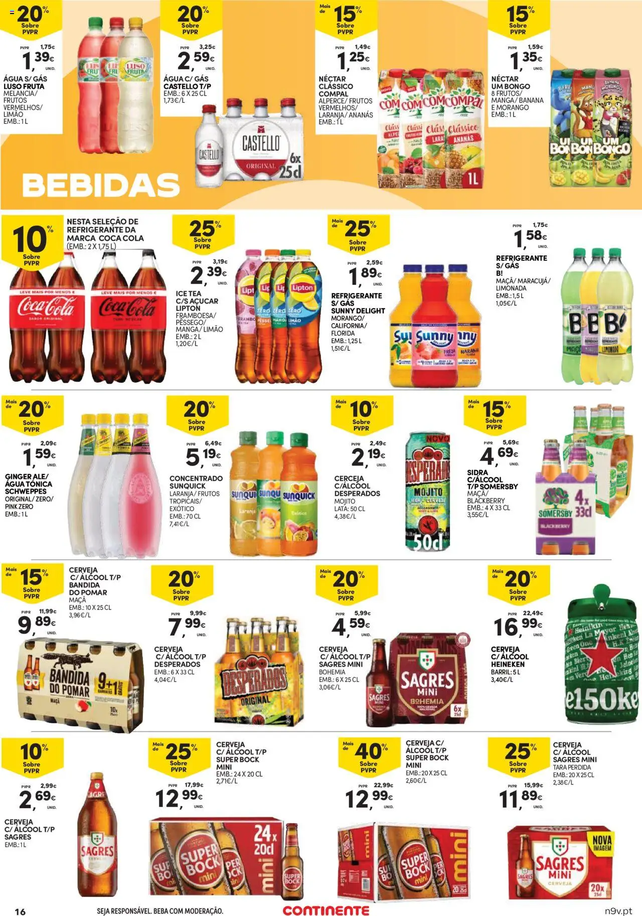 Continente Açores │ válido de 21.08.2025 | Página: 16 | Produtos: Agua, Maça, Cerveja, Coca-cola