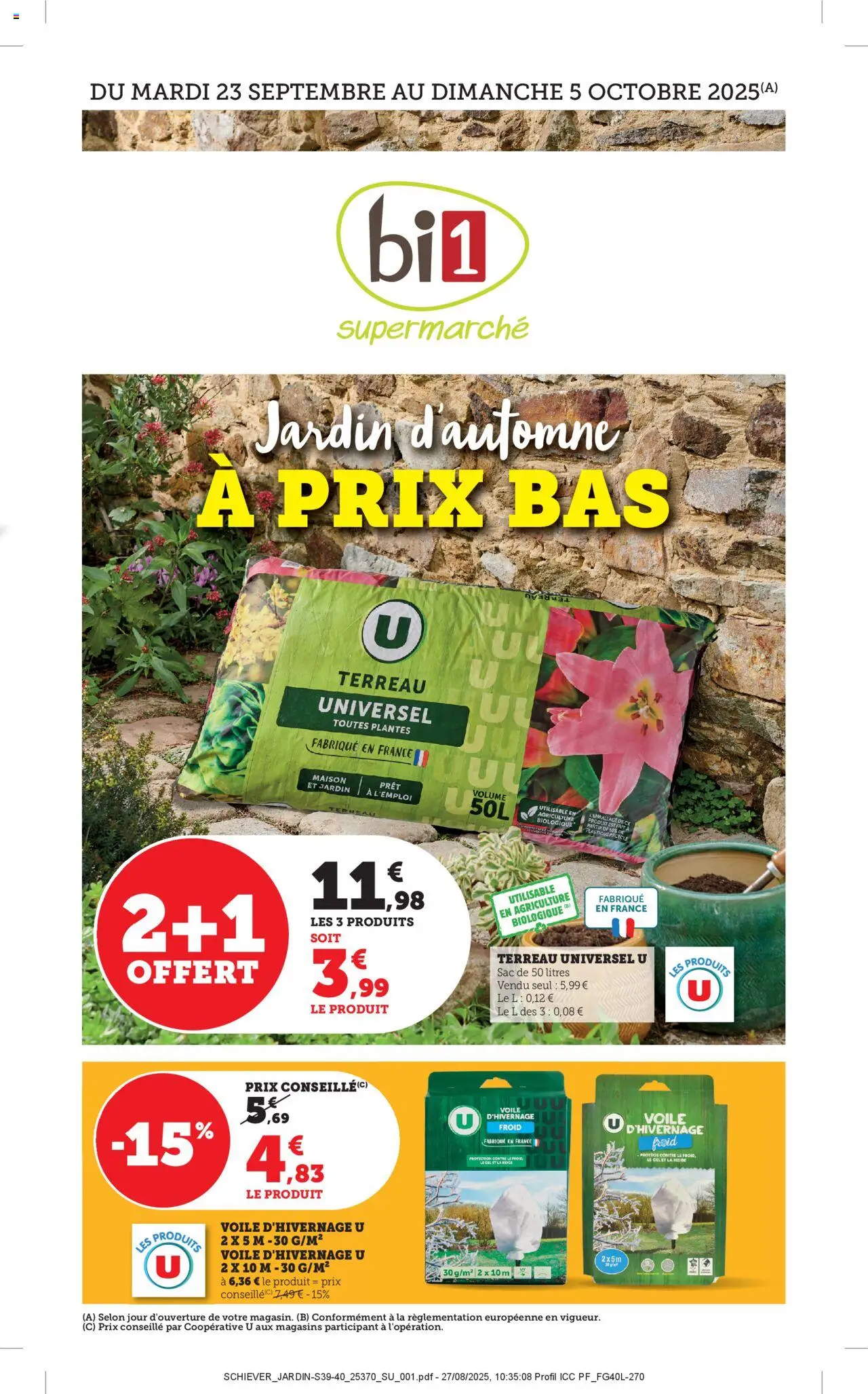  | Page: 1 | Produits: Sac, Terreau Universel, Terreau, Voile d'hivernage