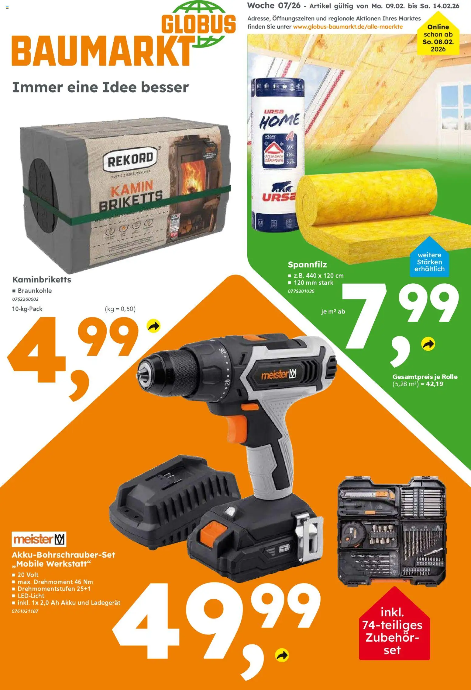 Globus Baumarkt Prospekt Weinstadt-Endersbach – gültig ab 09.02.2026 | Seite: 1