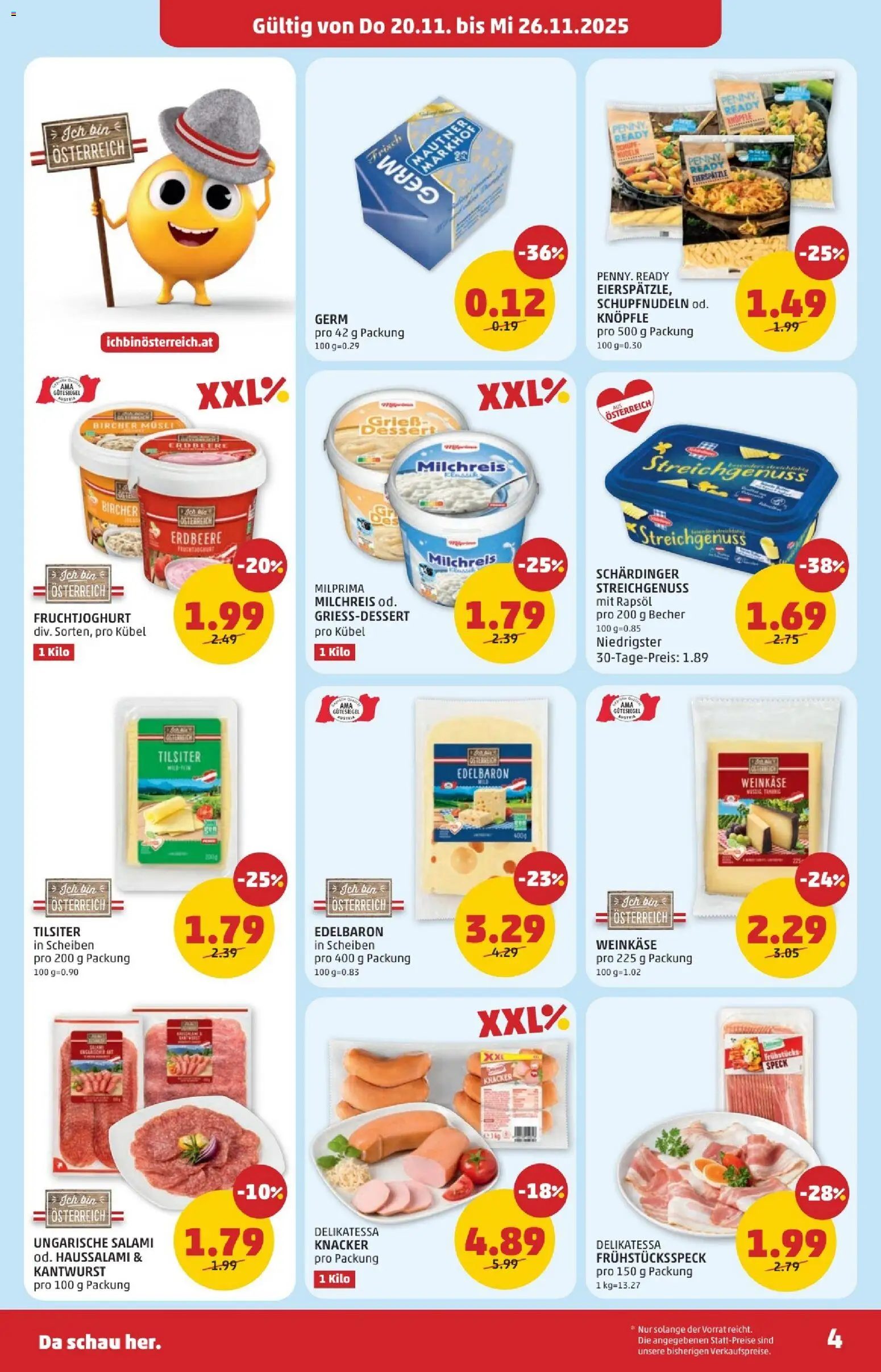 Penny Markt - Eröffnung in 8940 Liezen gültig ab 20.11.2025 | Seite: 4 | Produkte: Salami, Nudeln