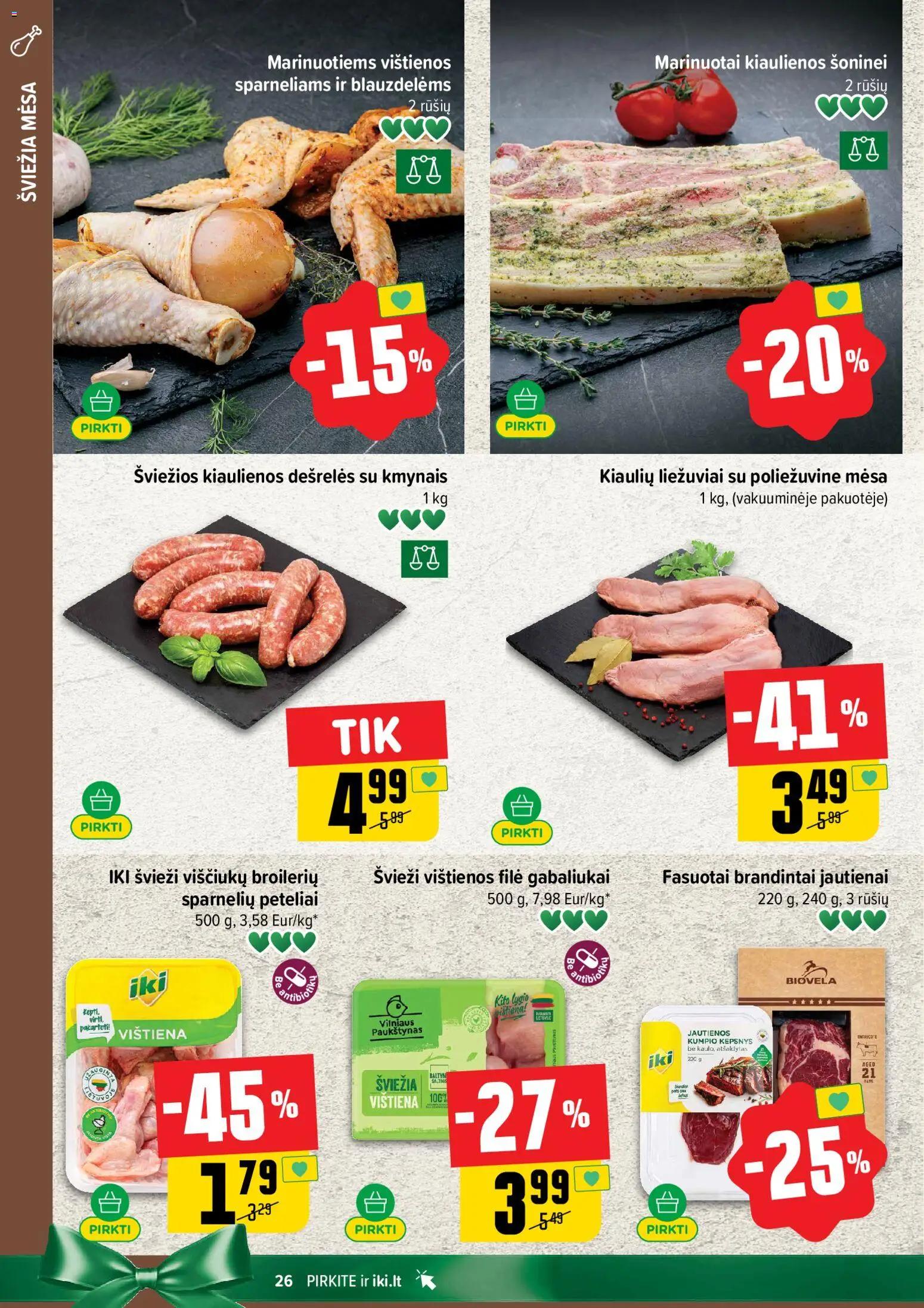 IKI akcijos nuo 10.11.2025 | Puslapis: 26 | Prekių: Vištienos, Kiaulienos, Jautienos, Dešrelės