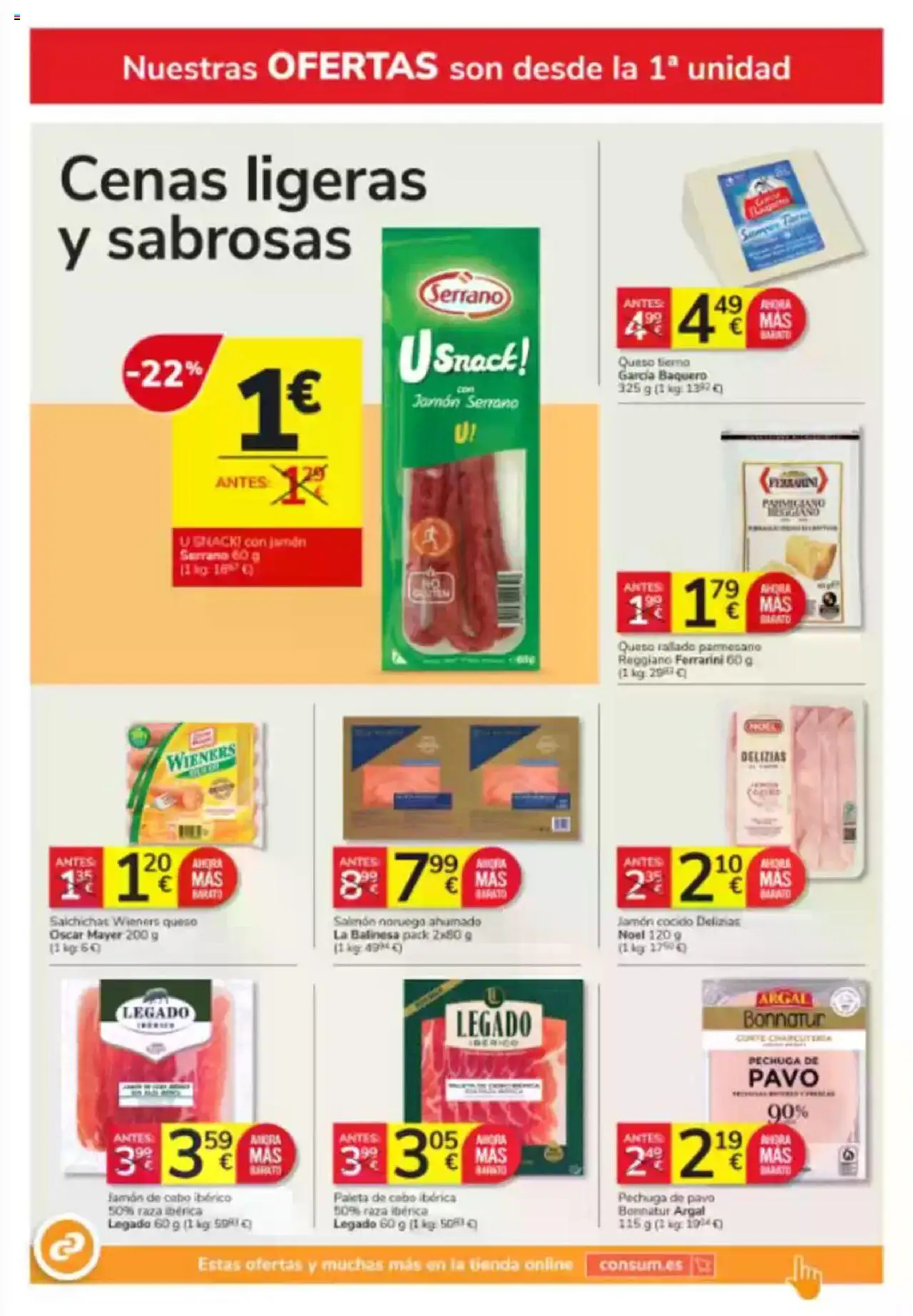 Consum folleto │ válido desde el 29.05.2025 | Página: 8 | Productos: Jamón serrano, Queso, Jamón, Queso rallado