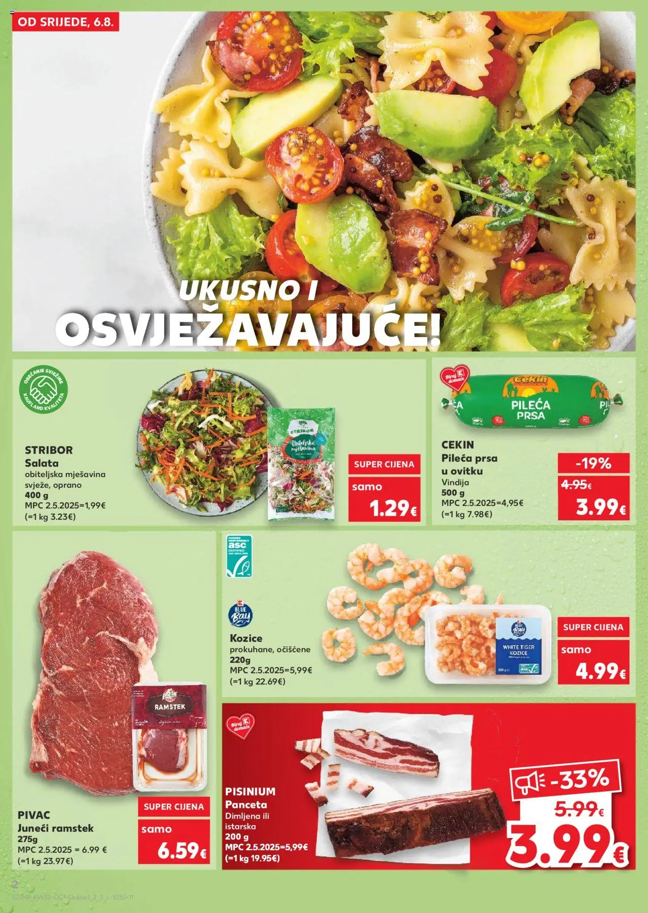 Kaufland katalog | vrijedi od 06.08.2025 | Stranica: 2 | Proizvodi: Vindija, Salata, Panceta, Kozice