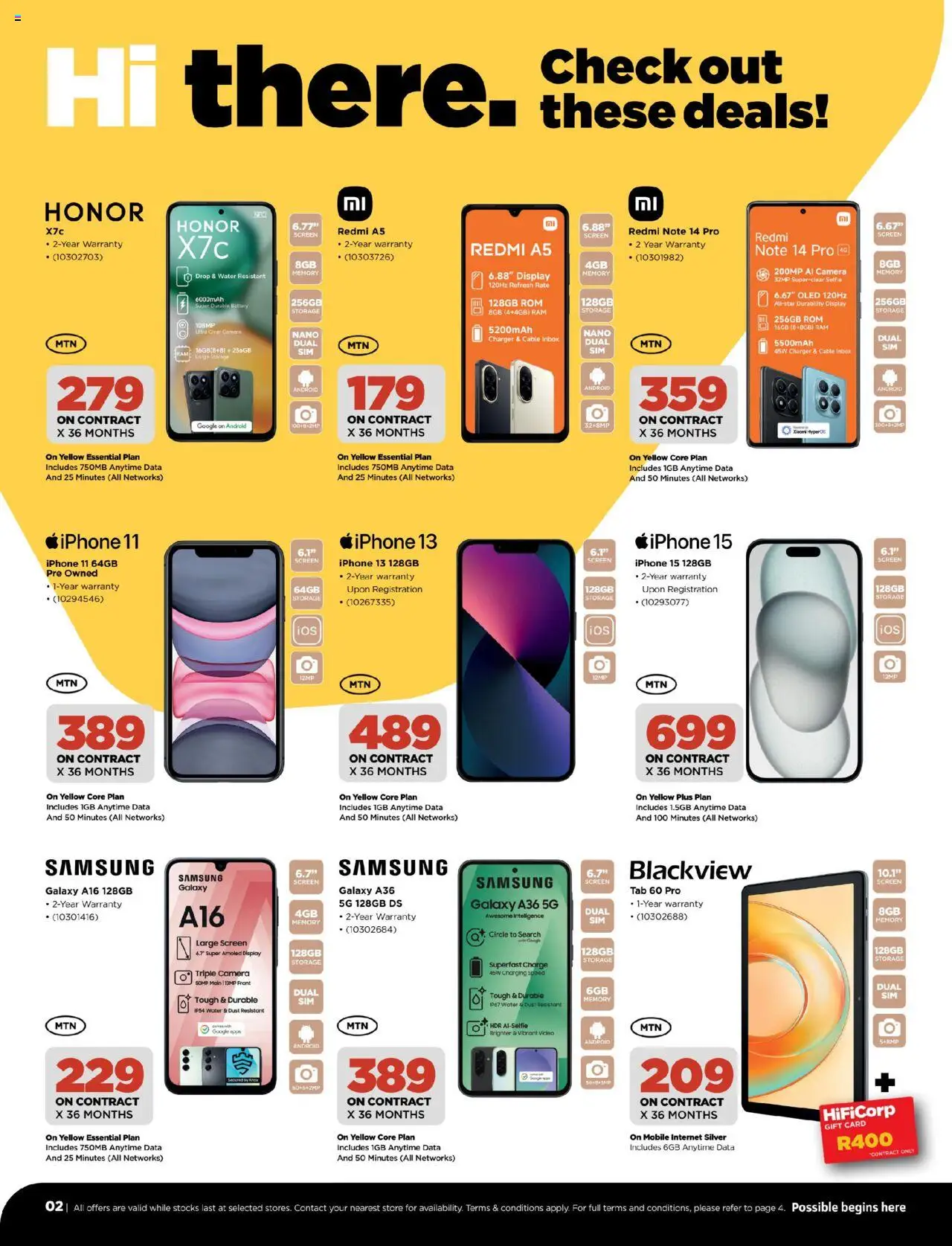 HiFi Corp MTN │ valid from 07.08.2025 | Page: 2 | Products: Gift card, Camera, Cable, Water