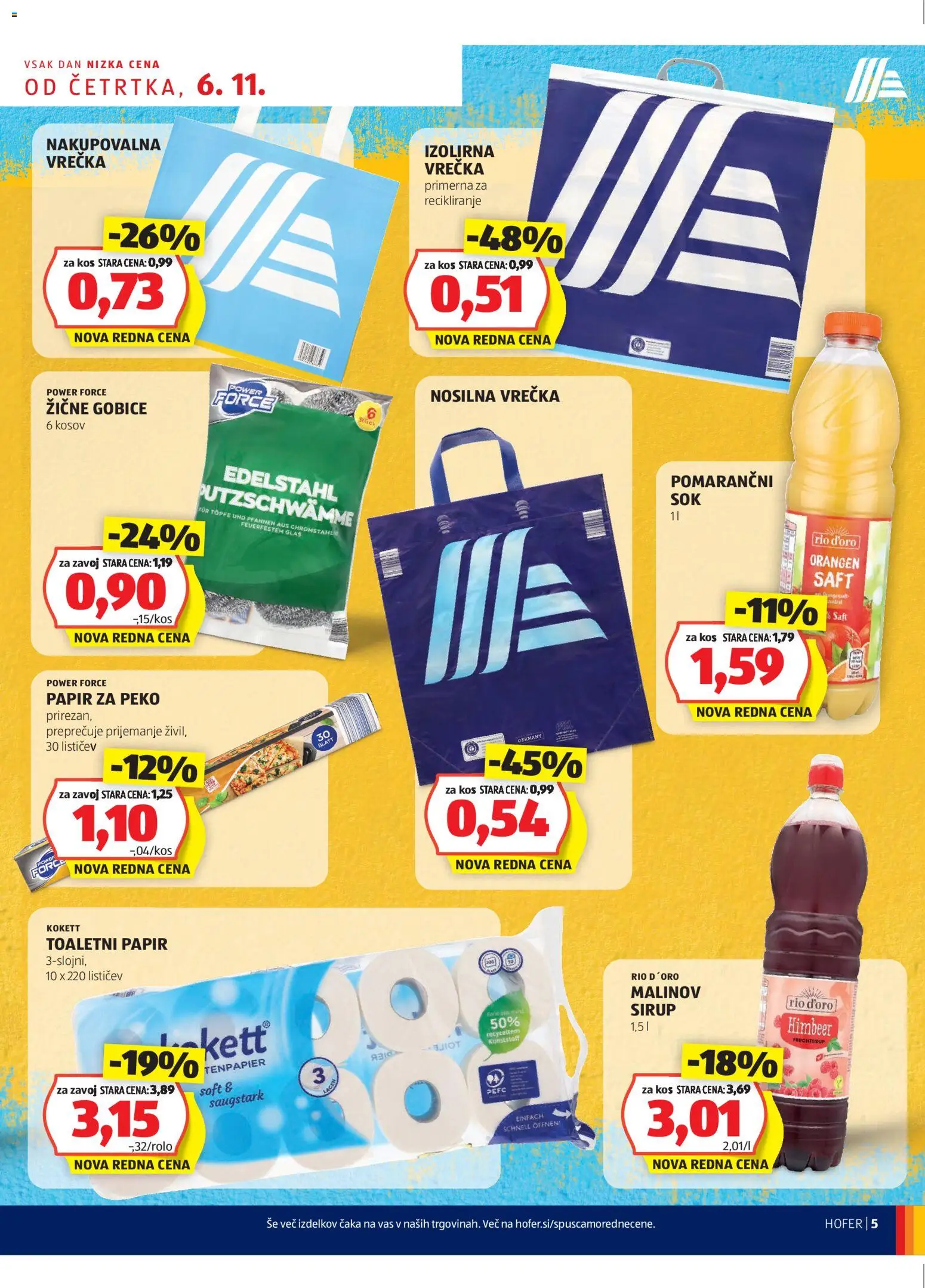 Hofer SI katalog | vrijedi od 06.11.2025 | Stranica: 5 | Proizvodi: Toaletni papir, Sirup