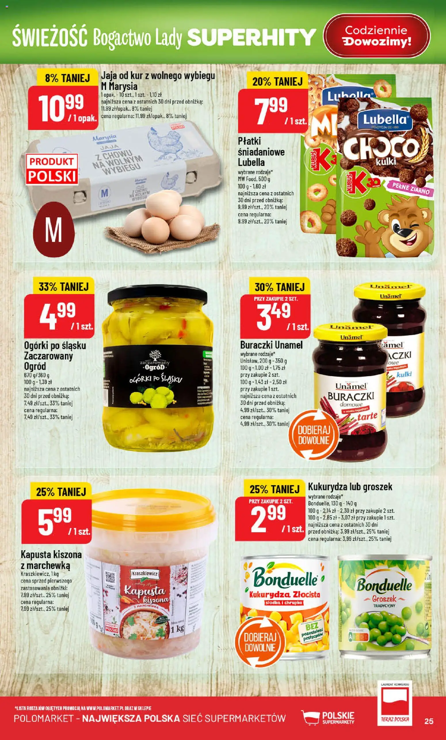 POLOmarket Gazetka od 18.02.2026 | Strona: 25 | Produkty: Kapusta kiszona, Kukurydza, Płatki, Marchewka