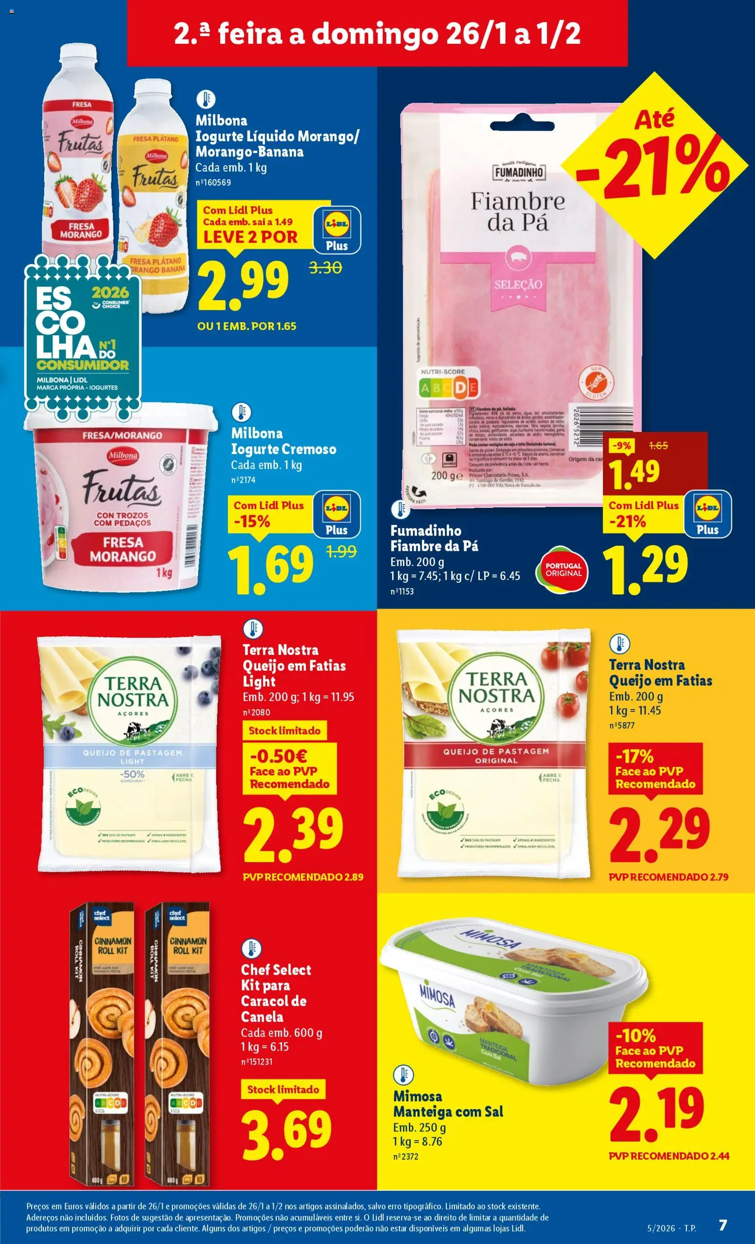 Lidl folheto │ válido de 26.01.2026 | Página: 7 | Produtos: Frigorífico, Banana, Manteiga, Iogurte liquido