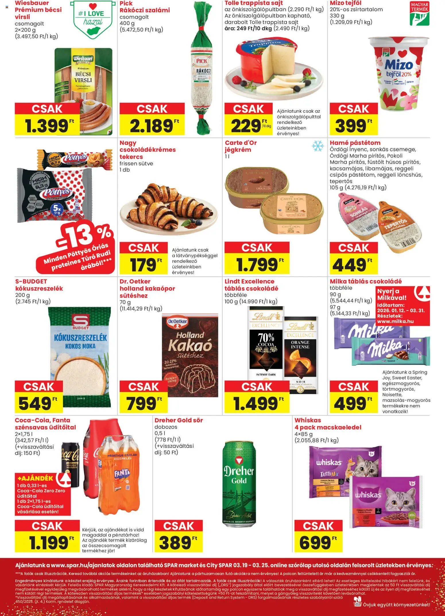 Spar Market akciós ujság - amely érvényes a következő dátumtól: 19.03.2026 | Oldal: 2 | Termékek: Rákóczi szalámi, Csokoládé, Kókuszreszelék, Trappista sajt